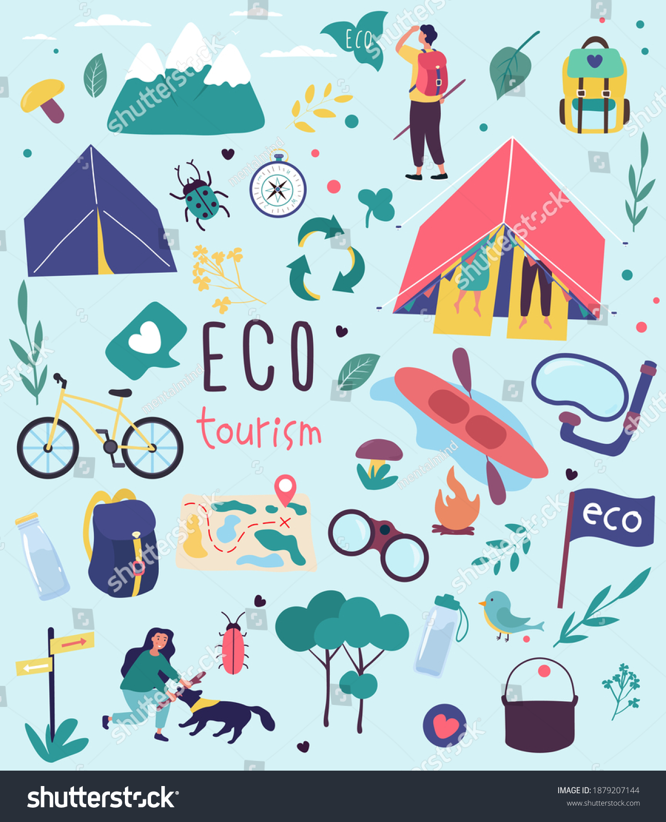 Ecotourism Poster Design Nature Destinations Set Stock Vector (Royalty ...