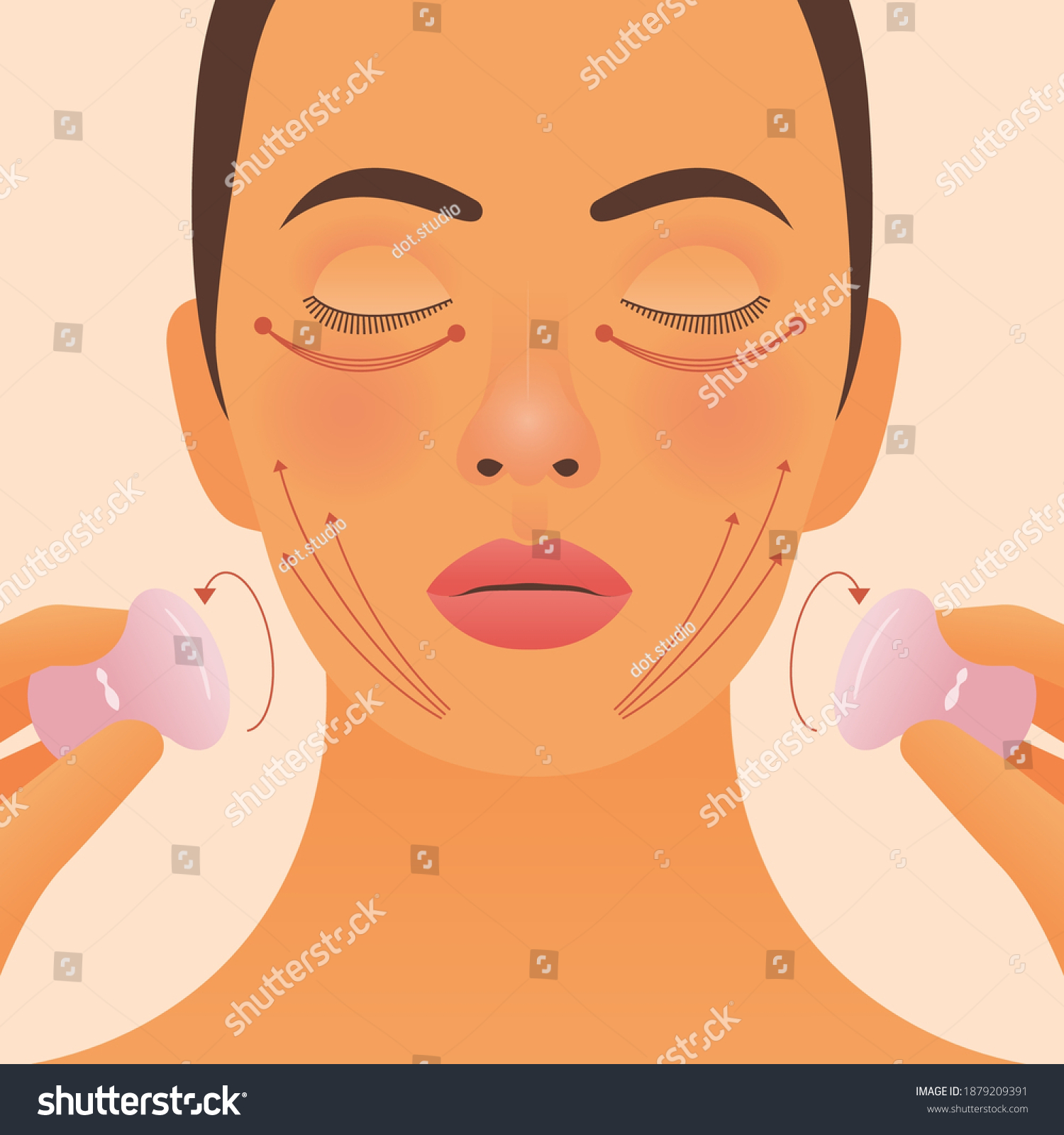 Gua Sha Facial Massage Modern Flat Stock Vector Royalty Free 1879209391 Shutterstock 