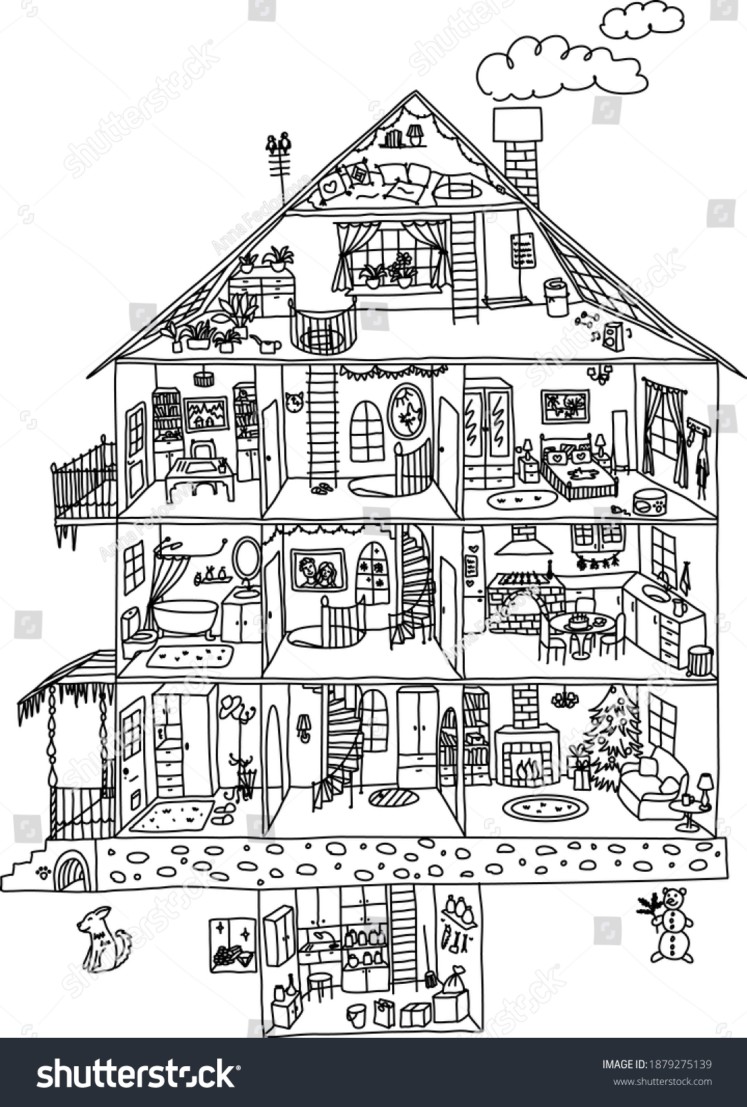 inside house coloring pages