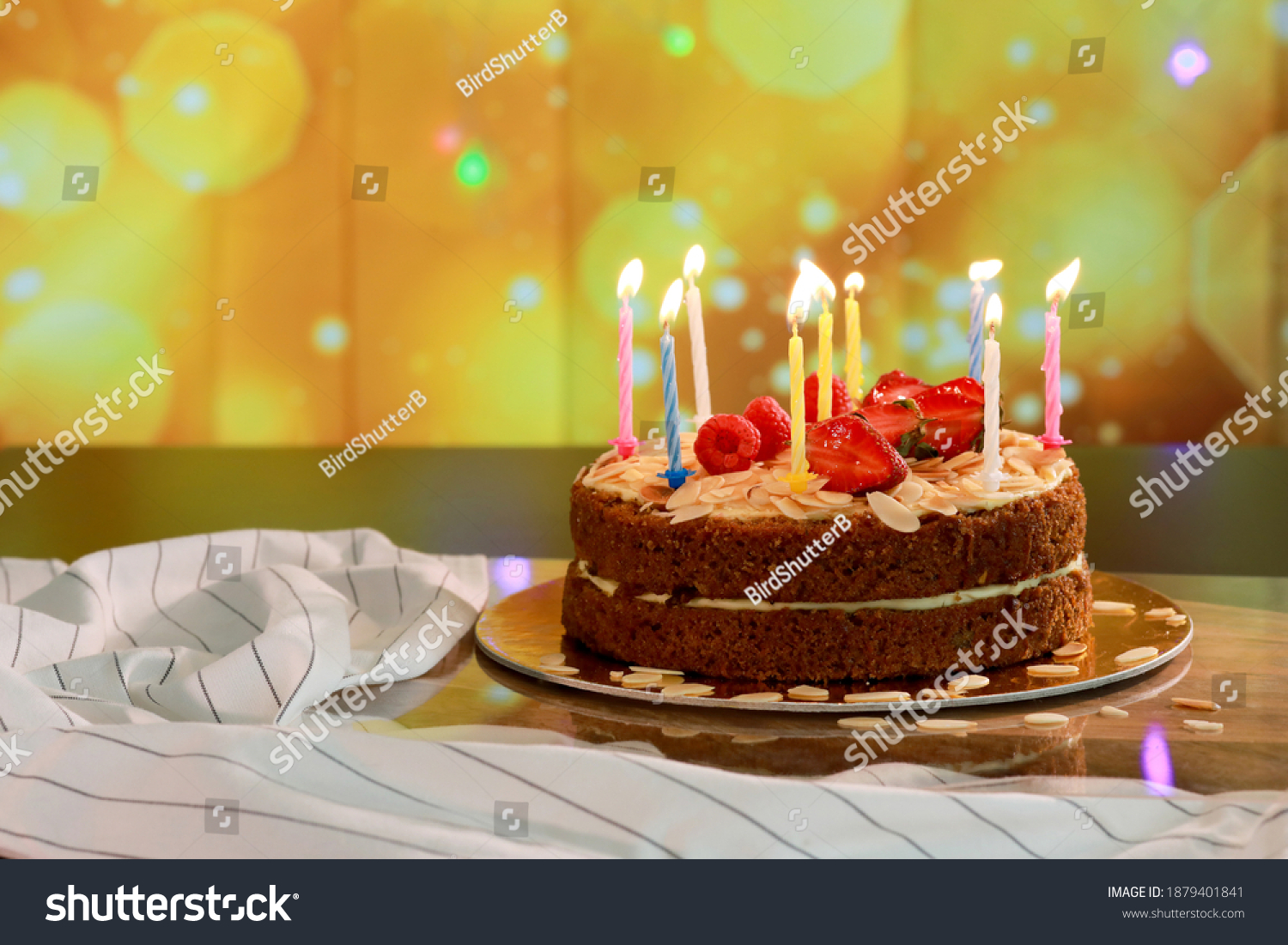 Happy Birthday Cake Candle Lights Healthy Stock Photo 1879401841 ...