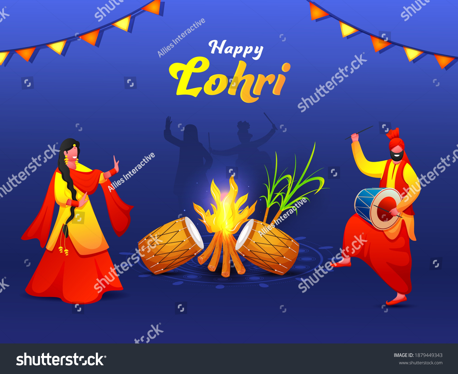 Cartoon Punjabi Couple Doing Bhangra Dance Stock Vector (Royalty Free ...