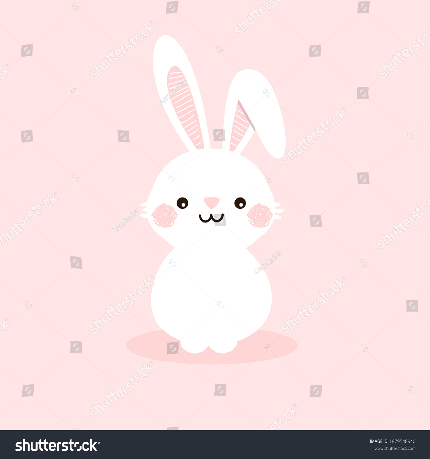 Rabbit Cartoon Cute Face On Pink Stock Vector (Royalty Free) 1879548940 ...