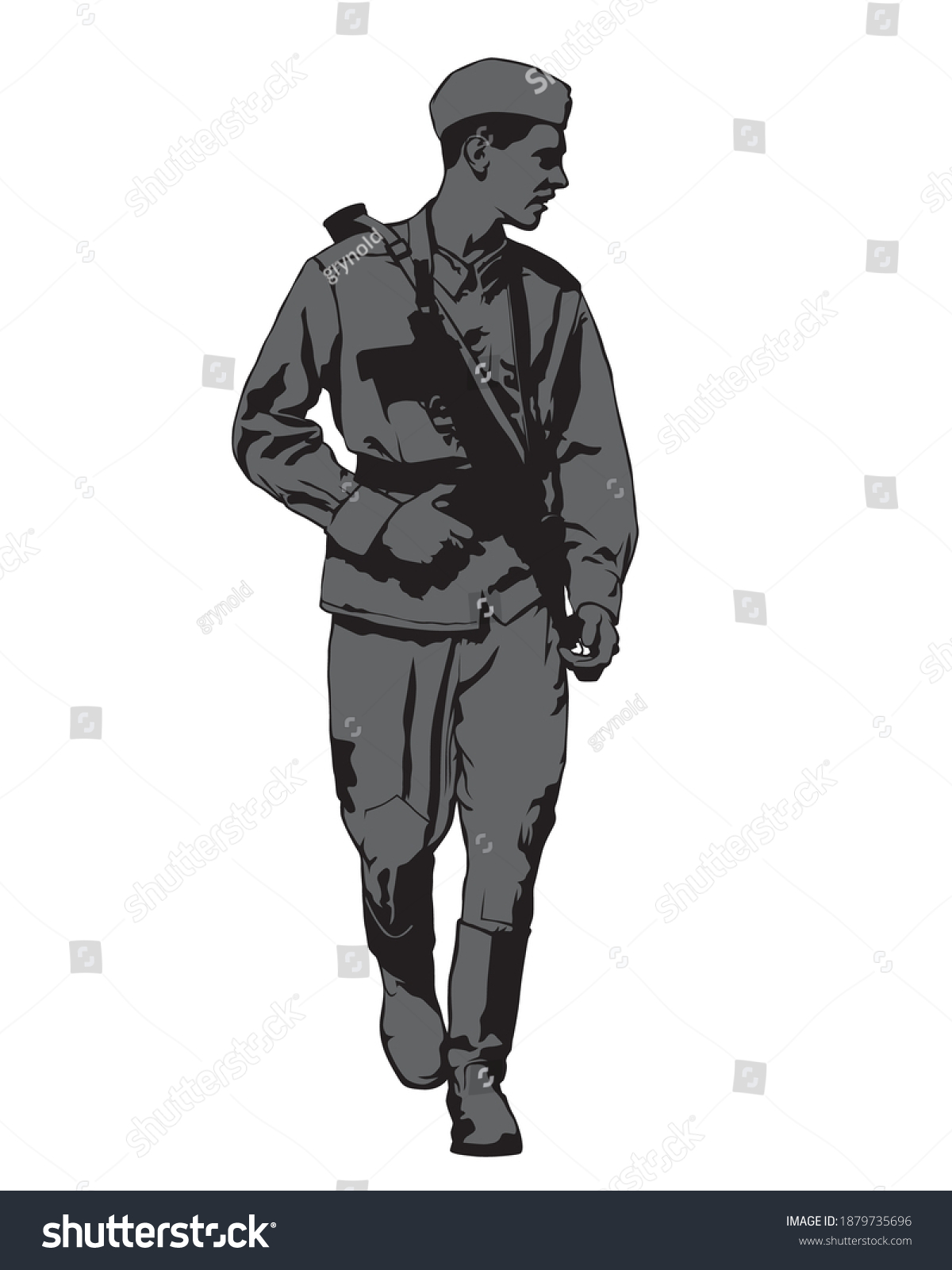 Soviet Army Soldier Uniform Machine Gun Stock Vector (Royalty Free ...