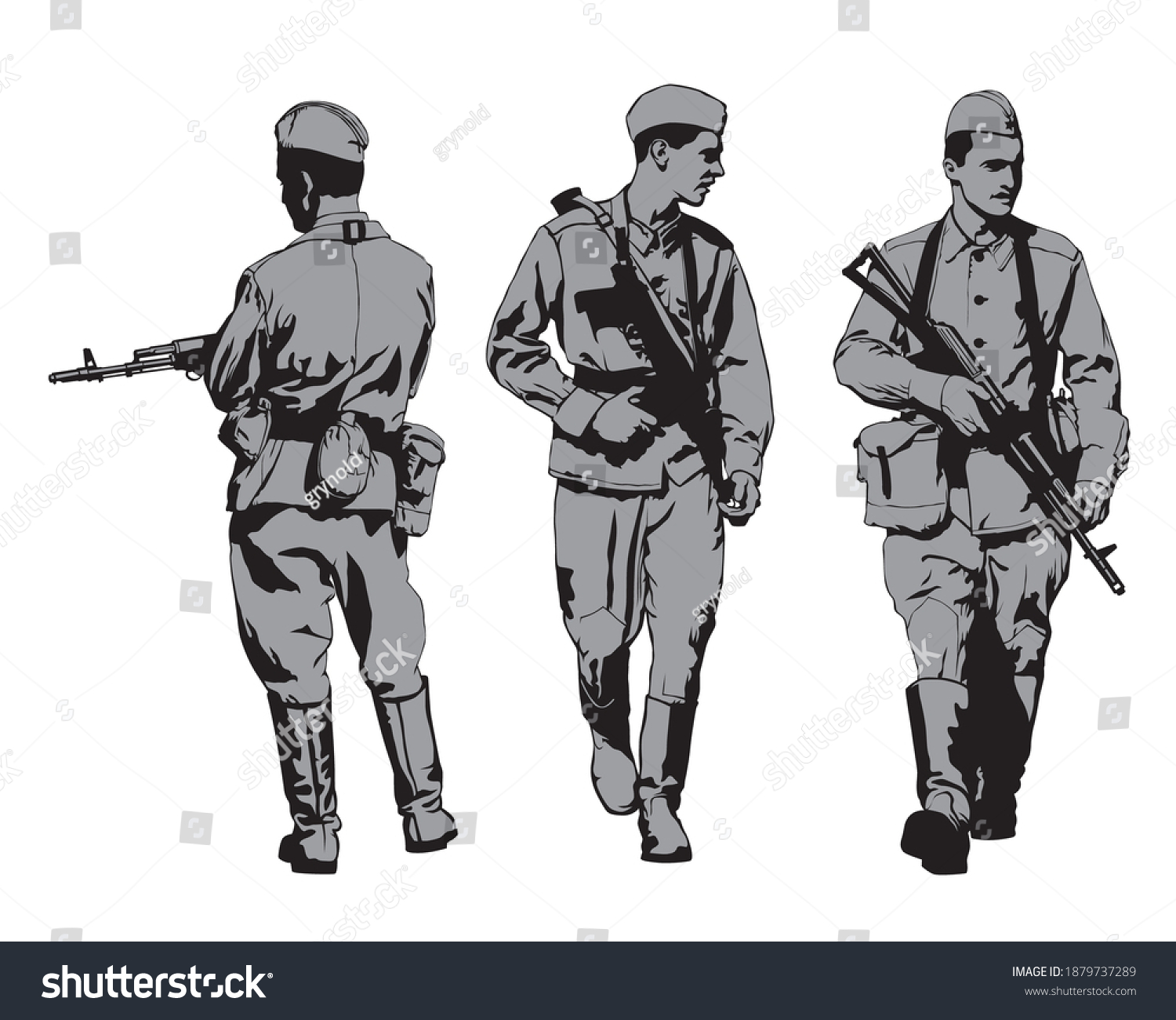 Soviet Army Soldier Uniform Machine Gun Stock Vector (Royalty Free ...