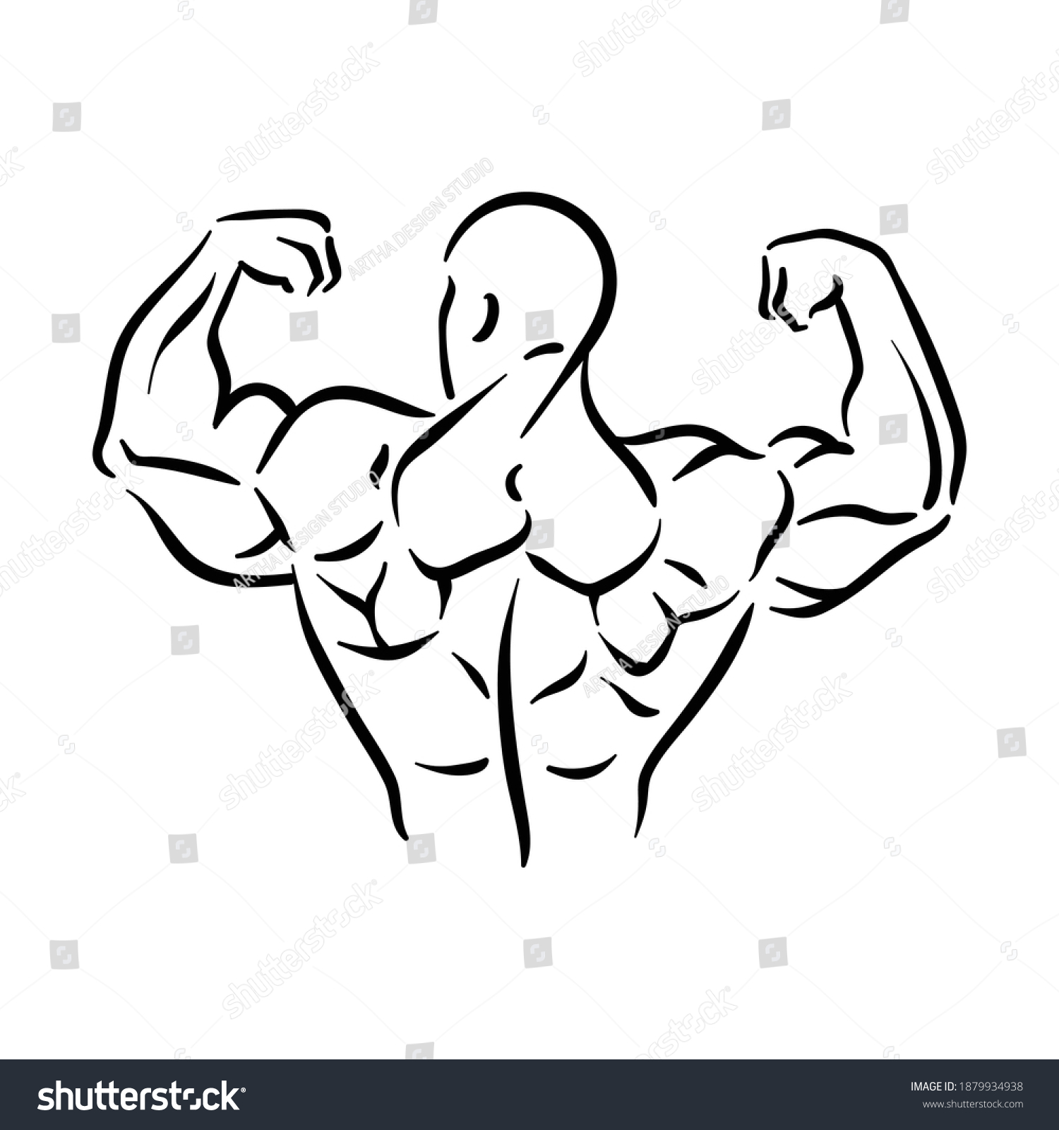 Vektor Stok Bodybuilder Fitness Sport Man Gym Muscles Tanpa Royalti Shutterstock