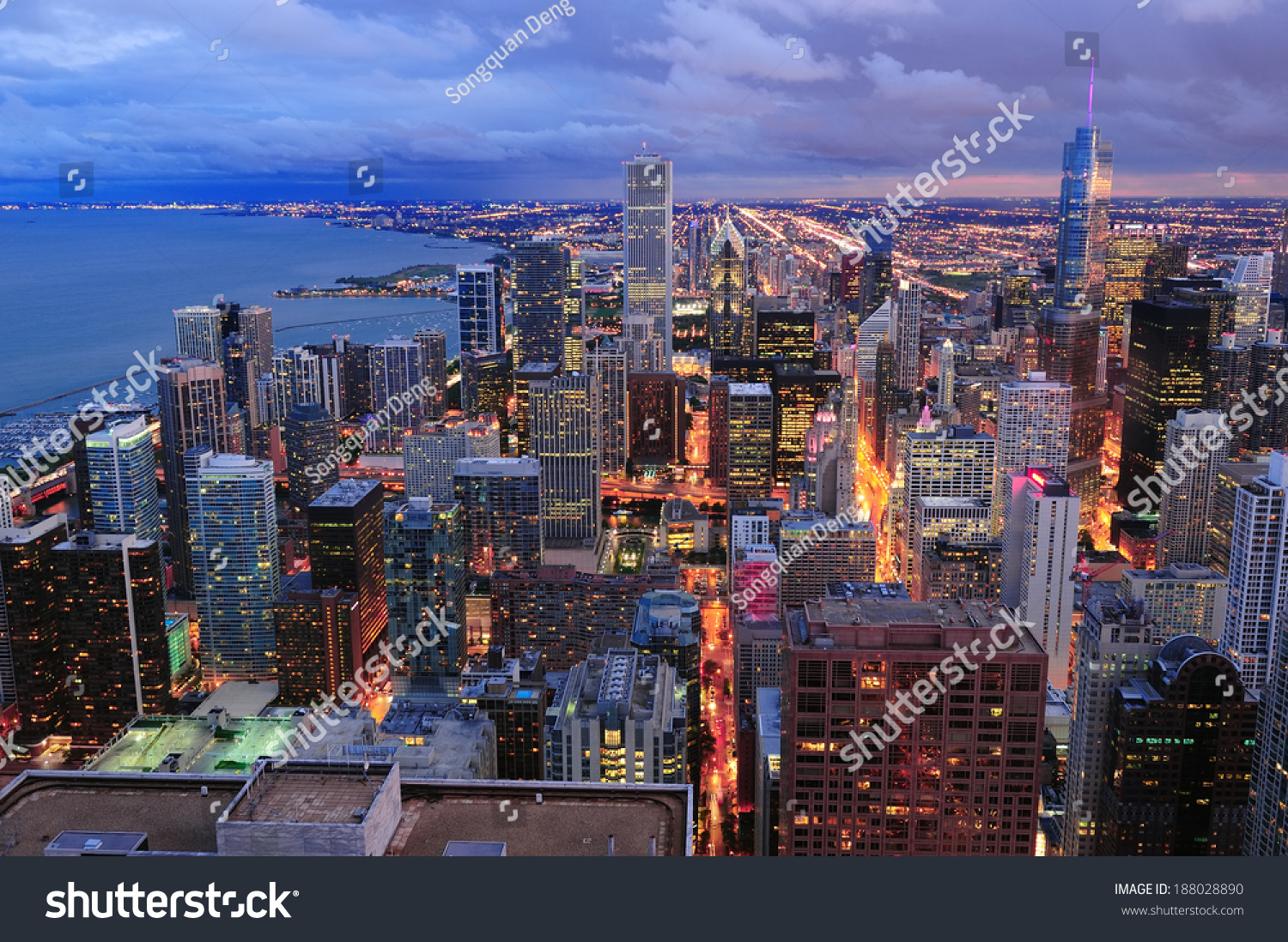 Chicago Skyline Panorama Aerial View Skyscrapers Stock Photo 188028890 ...