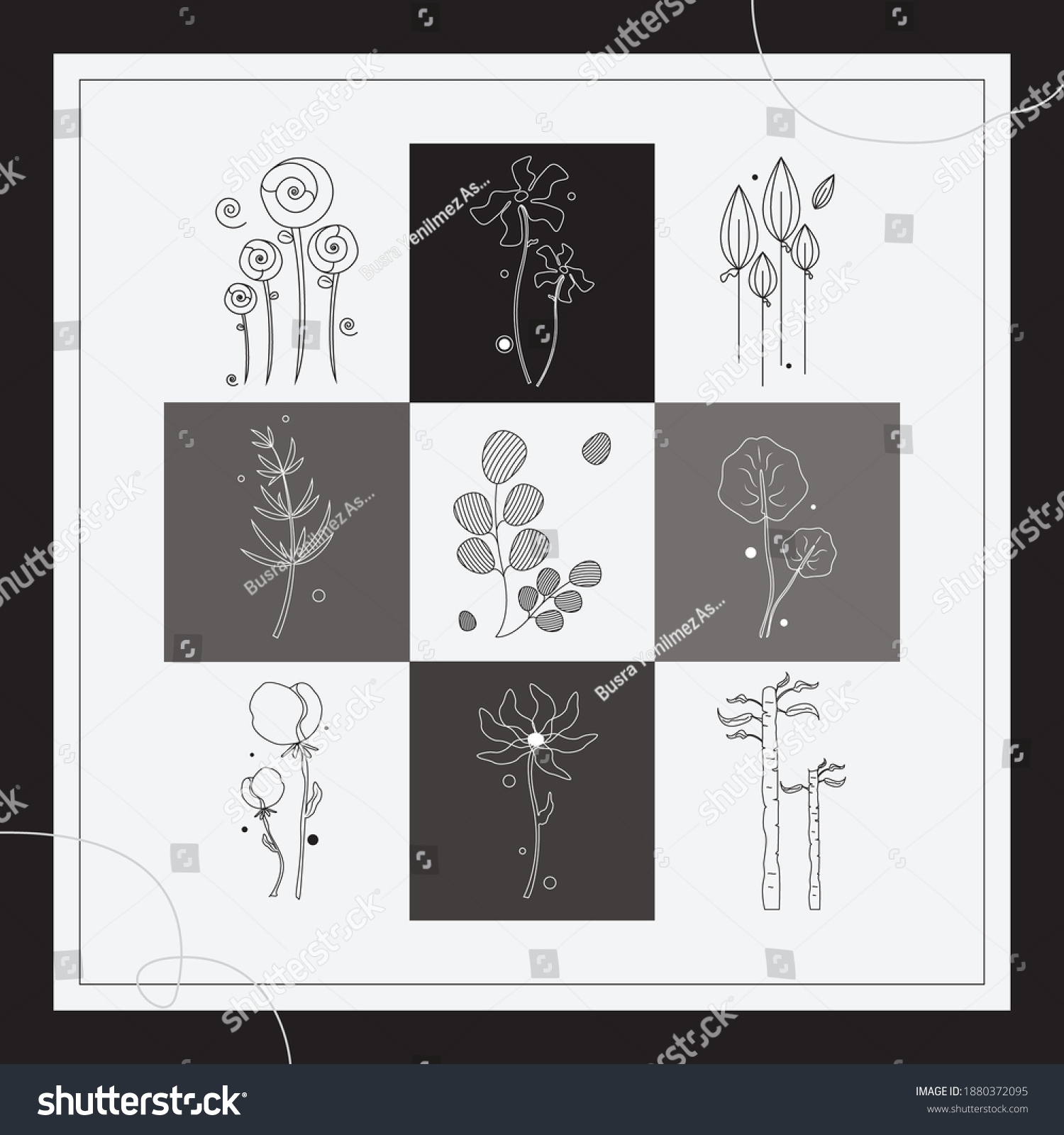 Black White Single Line Drawing Modern Stock Vector (Royalty Free
