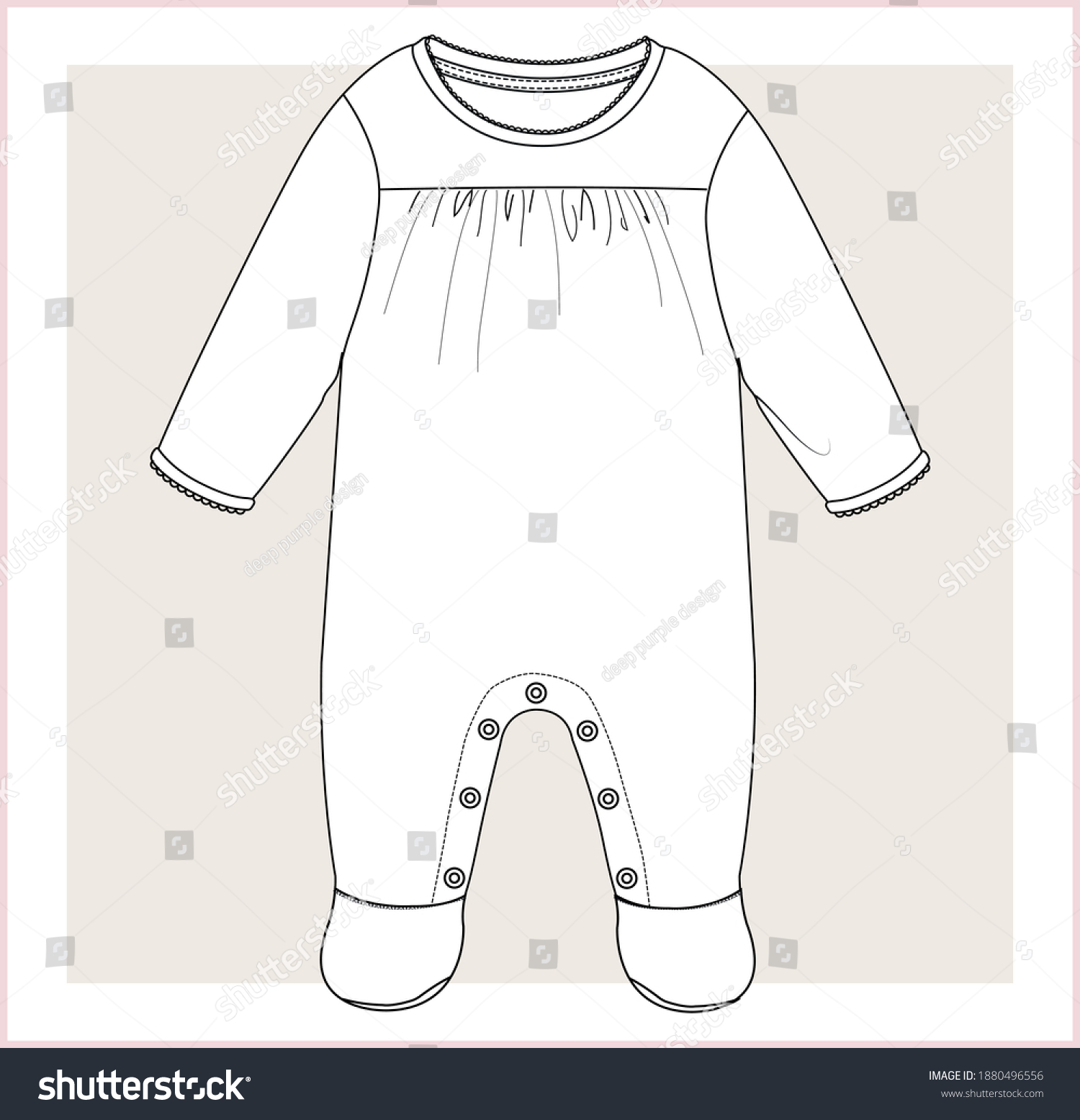 Baby Girl Rompers Flat Sketch Template Stock Vector (Royalty Free ...