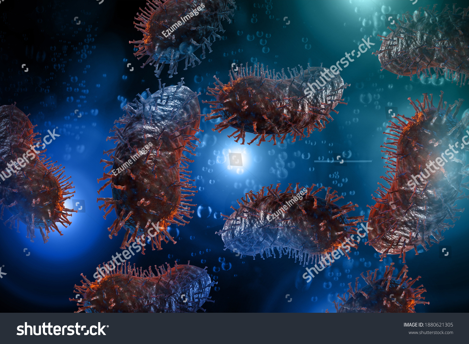 Rabies Virus Microscopic Cells Pink Background Stock Illustration