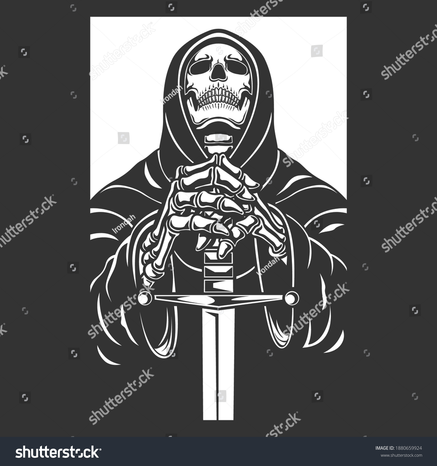 Grim Reaper Sword Character Vector Illustration Stock Vector (Royalty ...