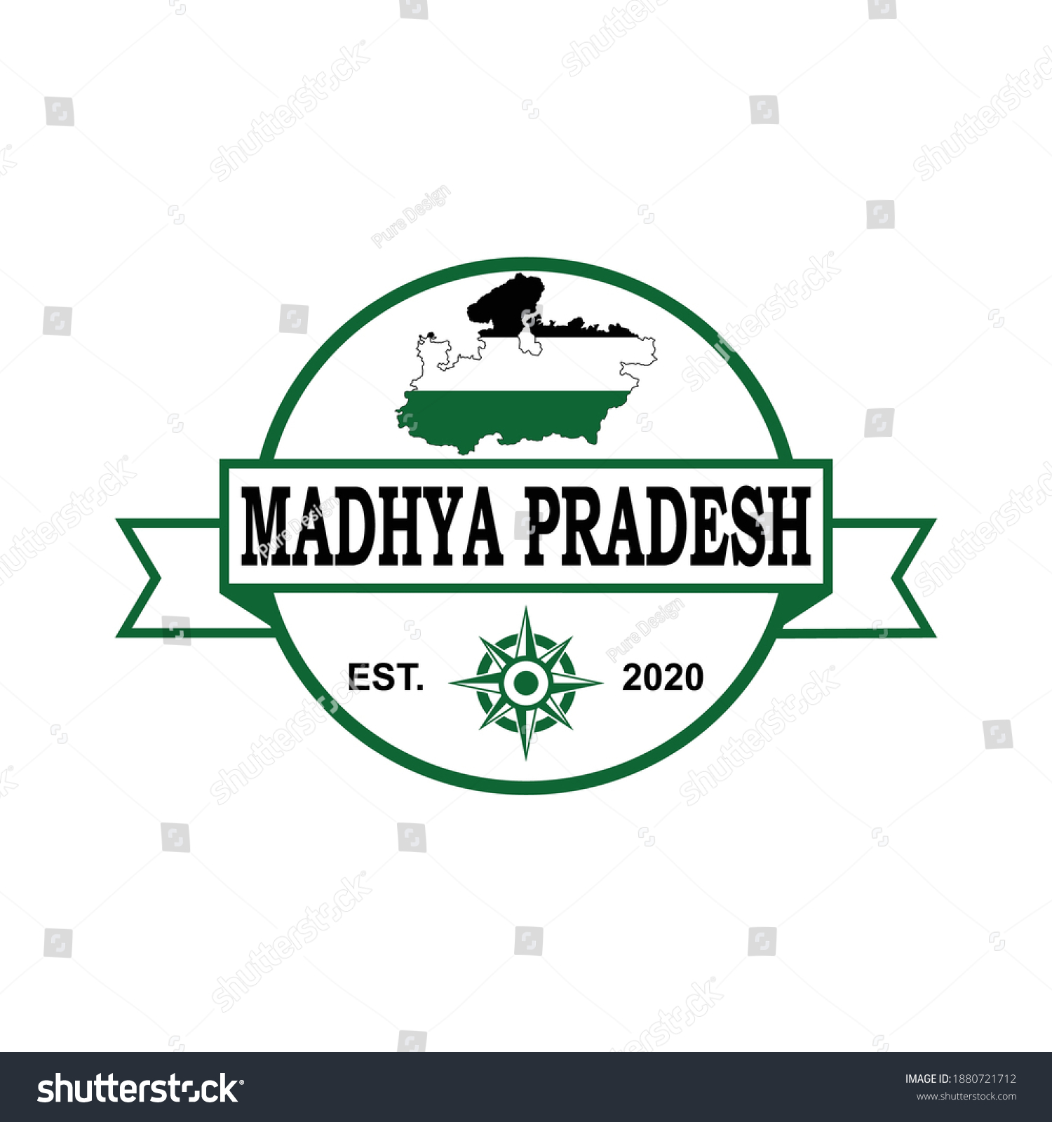 Vektor Stok Madhya Pradesh Map Vector India Logo Tanpa Royalti