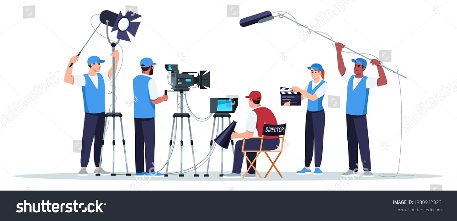 Filming Crew Semi Flat Rgb Color Stock Vector (Royalty Free) 1880942323 ...