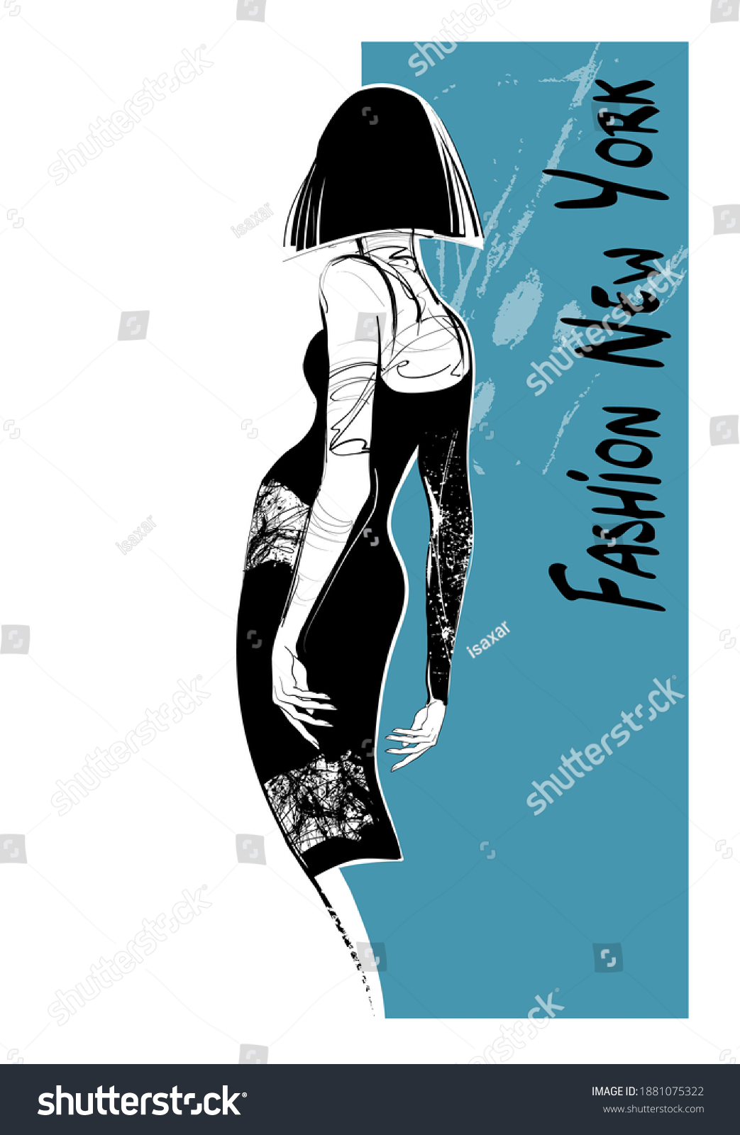 Beautiful Young Sexy Woman Black Dress Stock Vector Royalty Free 1881075322 Shutterstock 1657