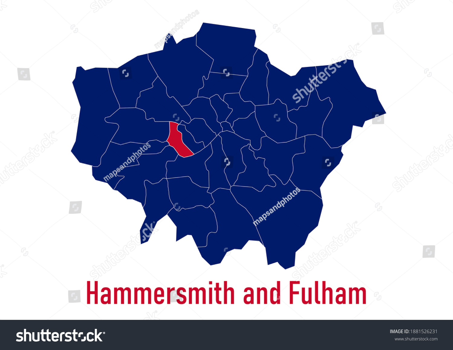 London Borough Hammersmith Fulham Map Map Stock Vector Royalty Free   Stock Vector London Borough Of Hammersmith And Fulham Map The Map Is Colored With The Colours Of The United 1881526231 