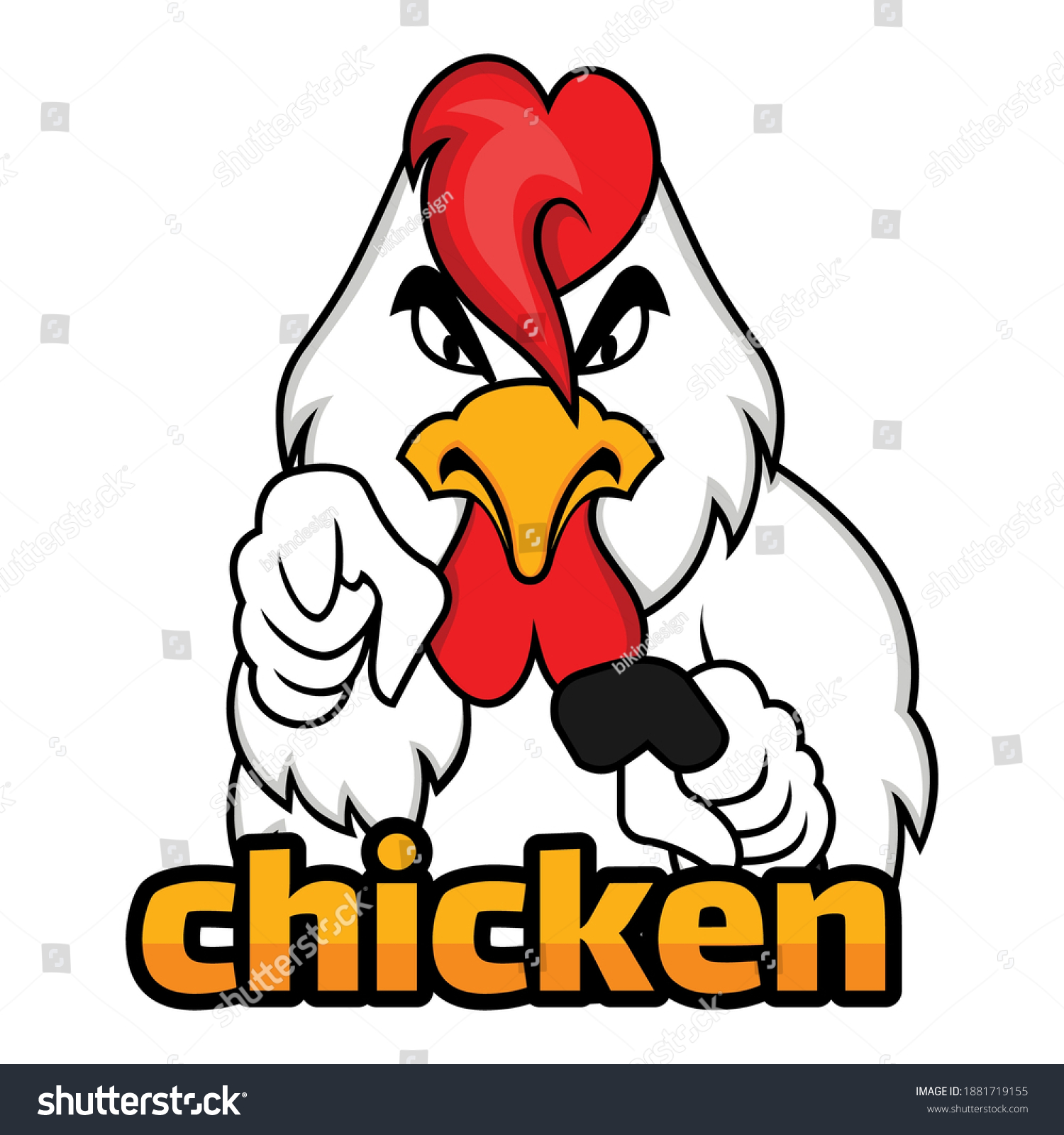 Cartoon Chicken Character Mascot Pointing Finger Stock Vector (royalty 