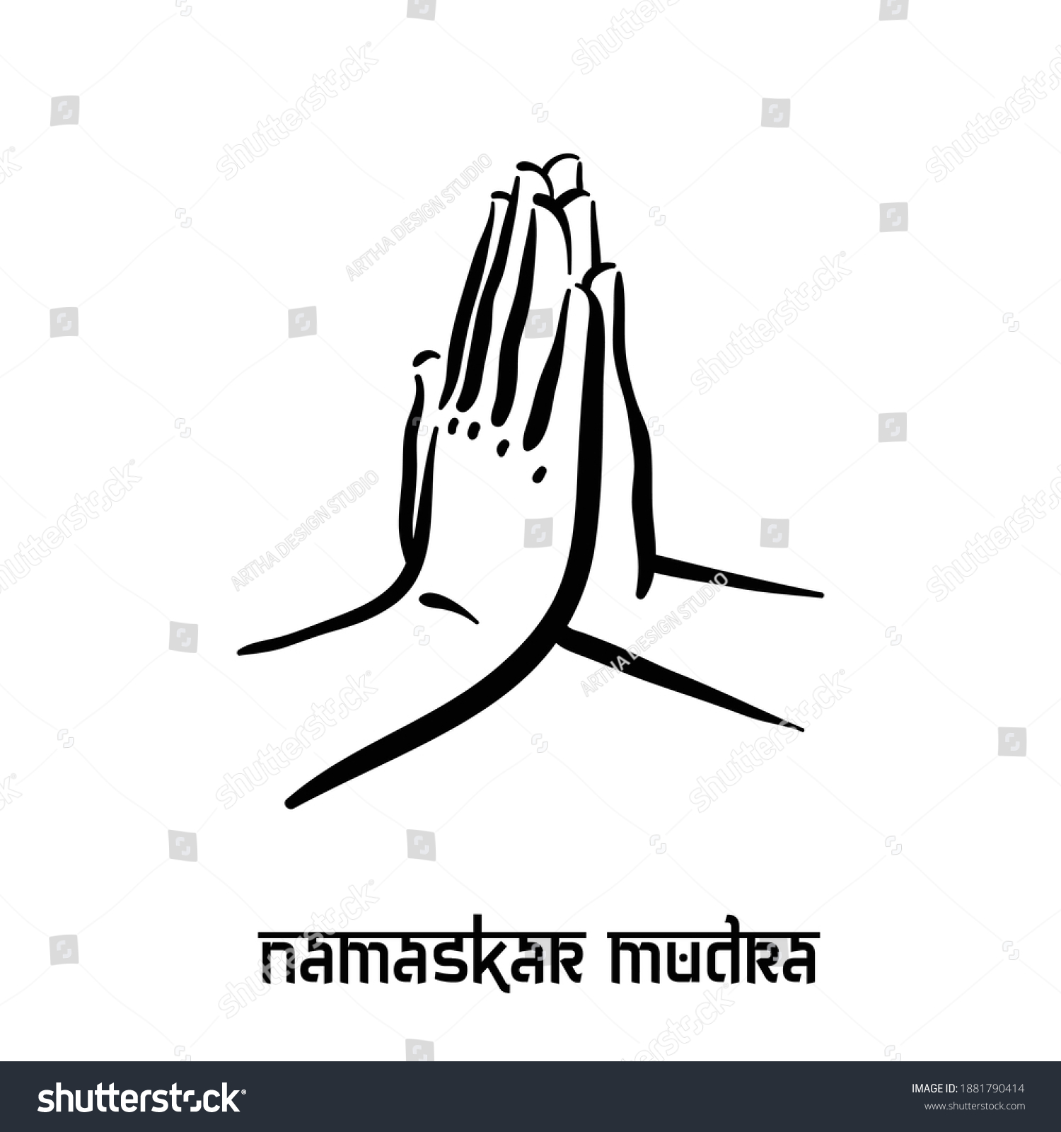 Namaskar Mudra Hand Spirituality Hindu Yoga Stock Vector (Royalty Free ...