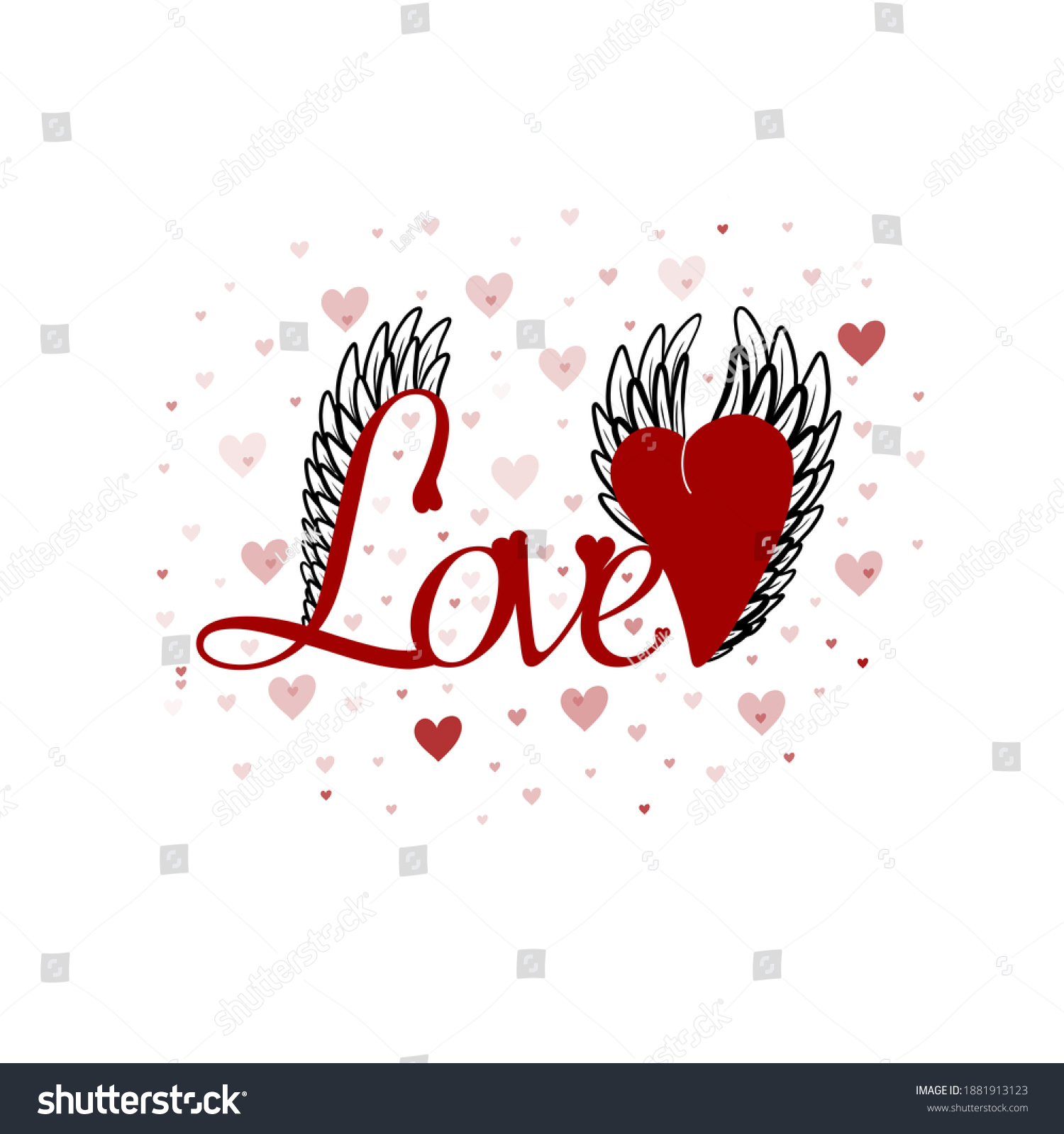 Love Heart Angel Wings Inscription Illustration Stock Illustration ...