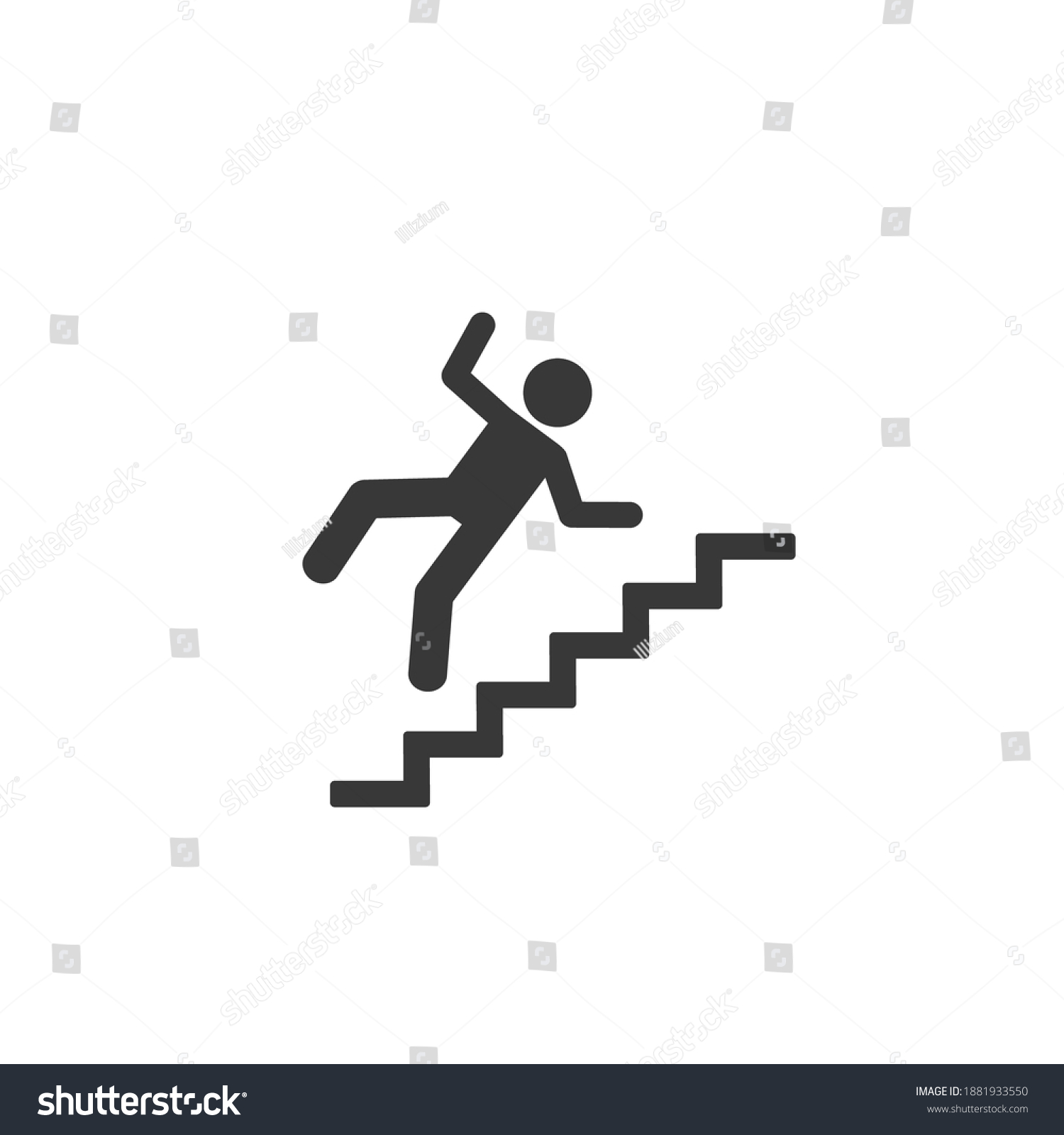 Warning Sign Risk Falling Stairs Vector Stock Vector (Royalty Free ...