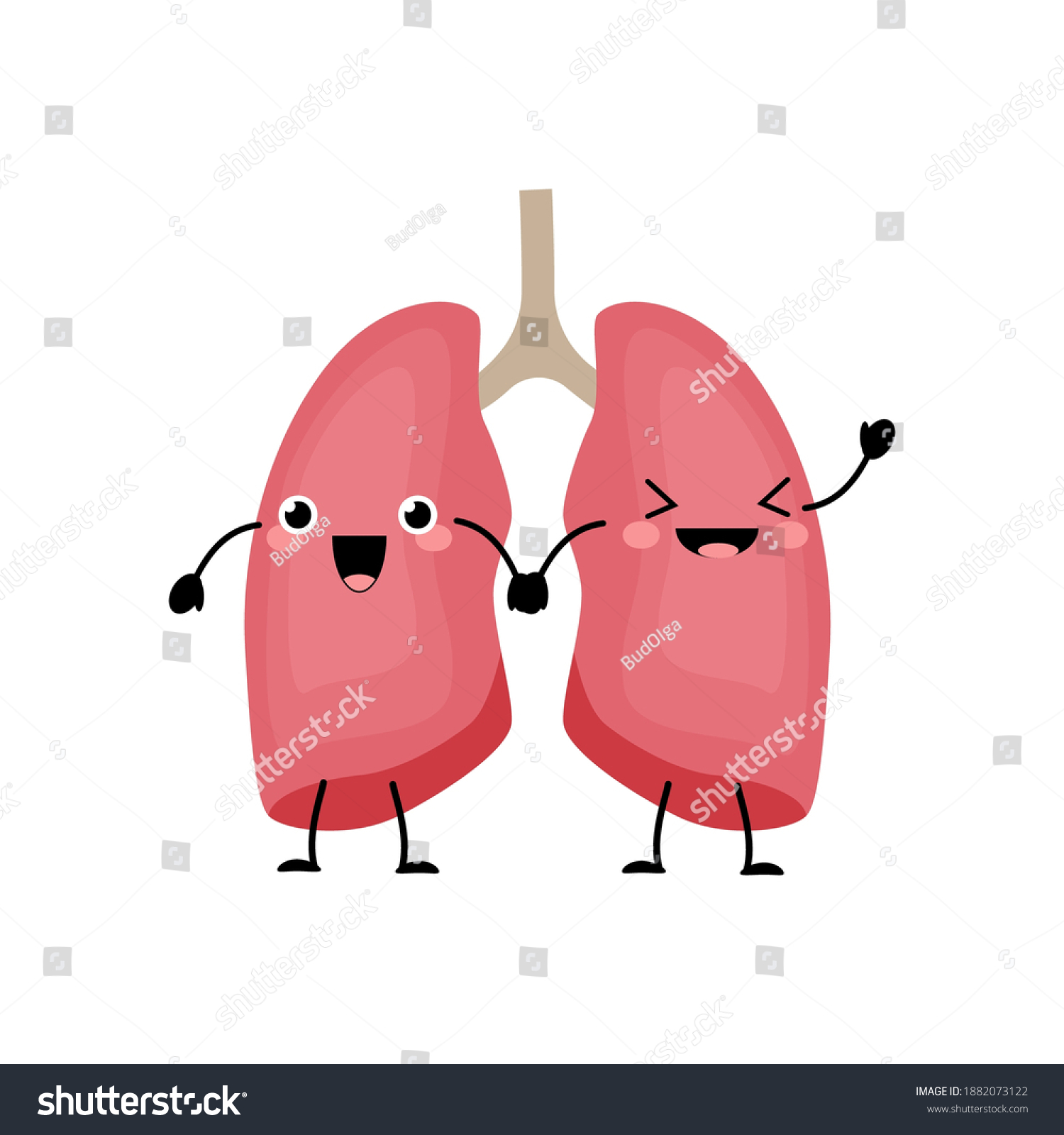 Happy Smiling Cute Lungs Organ Character Stock Vector (Royalty Free ...