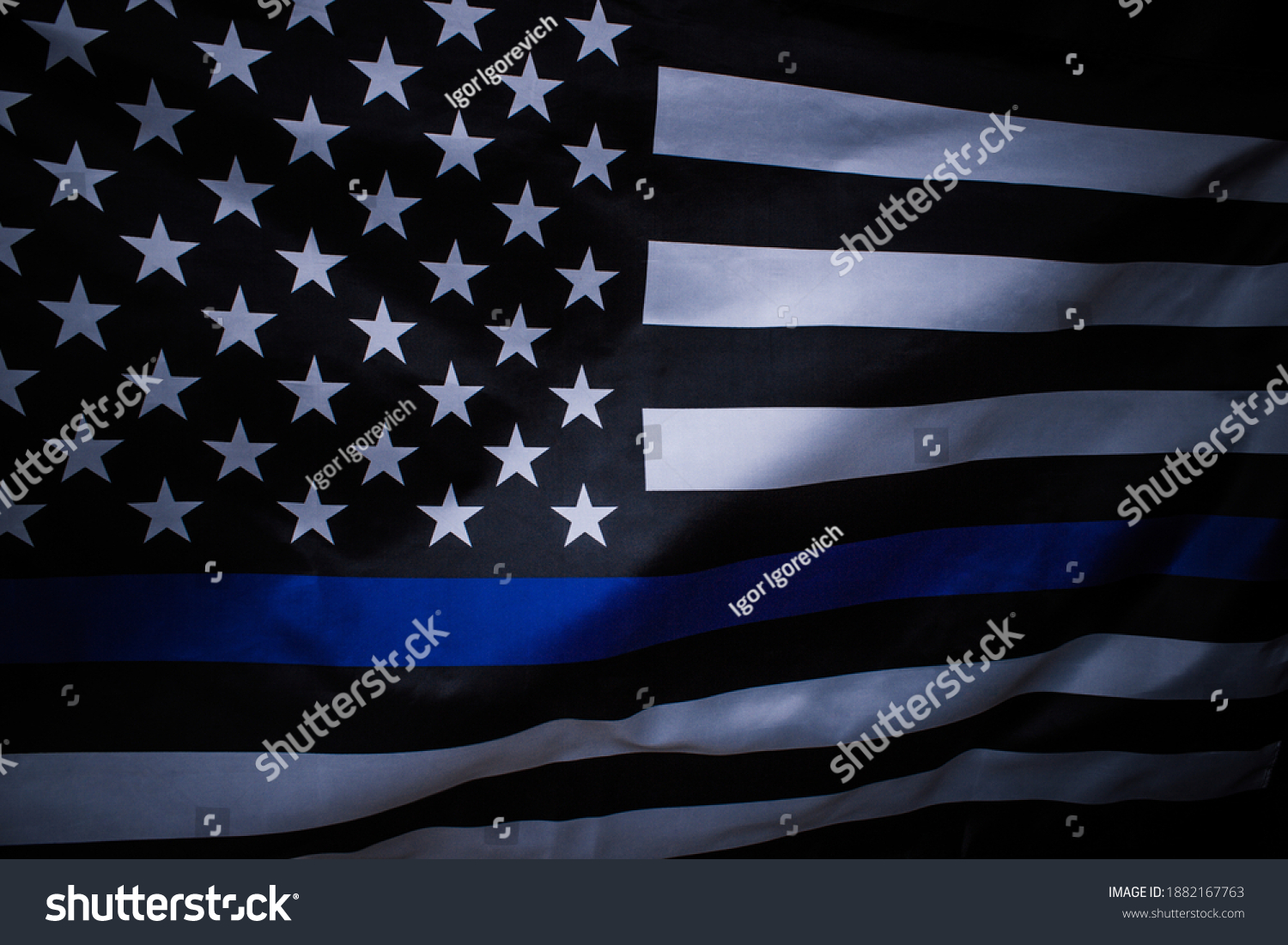 Closeup Thin Blue Line American Flag Stock Photo 1882167763 | Shutterstock