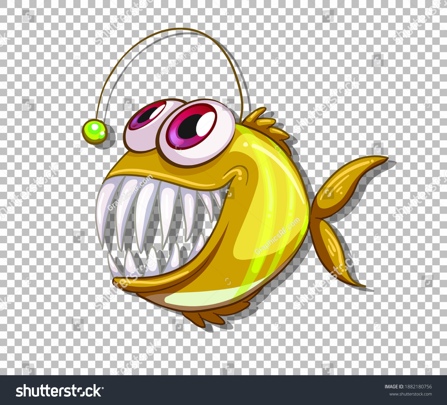 Yellow Angler Fish Cartoon Character On Stock Vector (Royalty Free ...