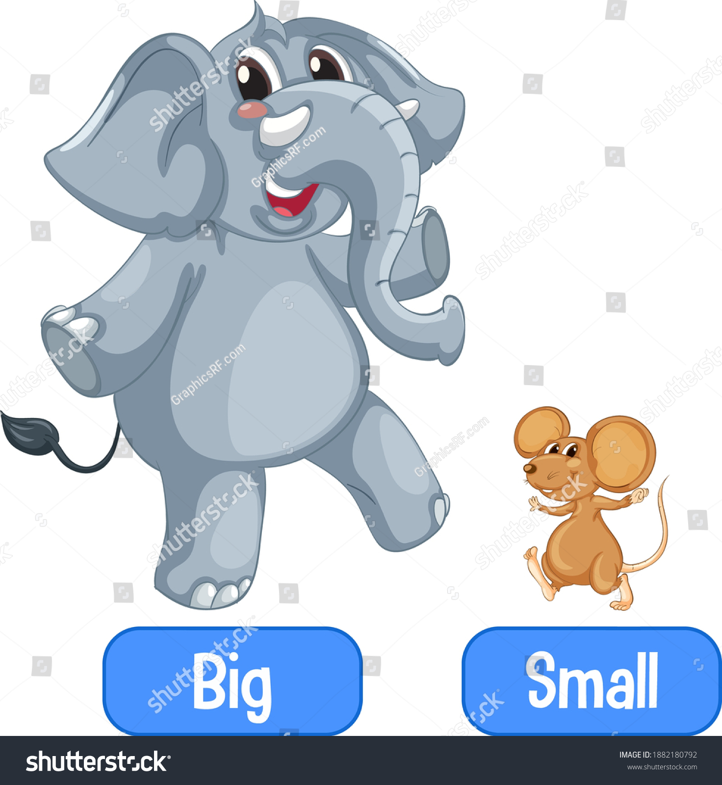 Opposite Adjectives Words Big Small Illustration Stock Vector (Royalty ...