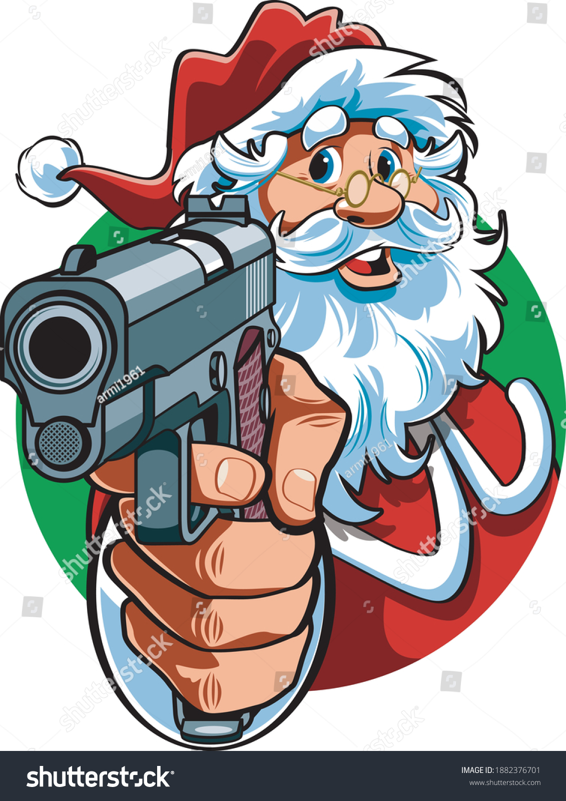 Santa Claus Aiming Automatic Pistol Stock Vector (Royalty Free ...