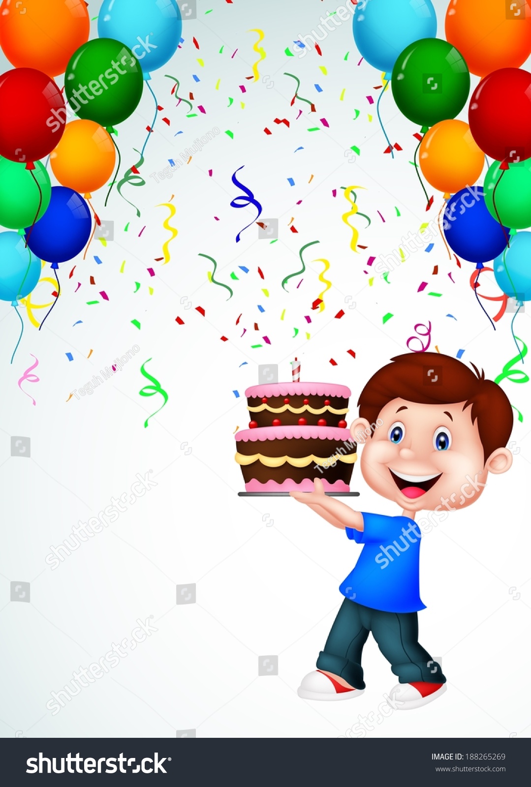 Boy Birthday Cake Stock Vector (Royalty Free) 188265269 | Shutterstock