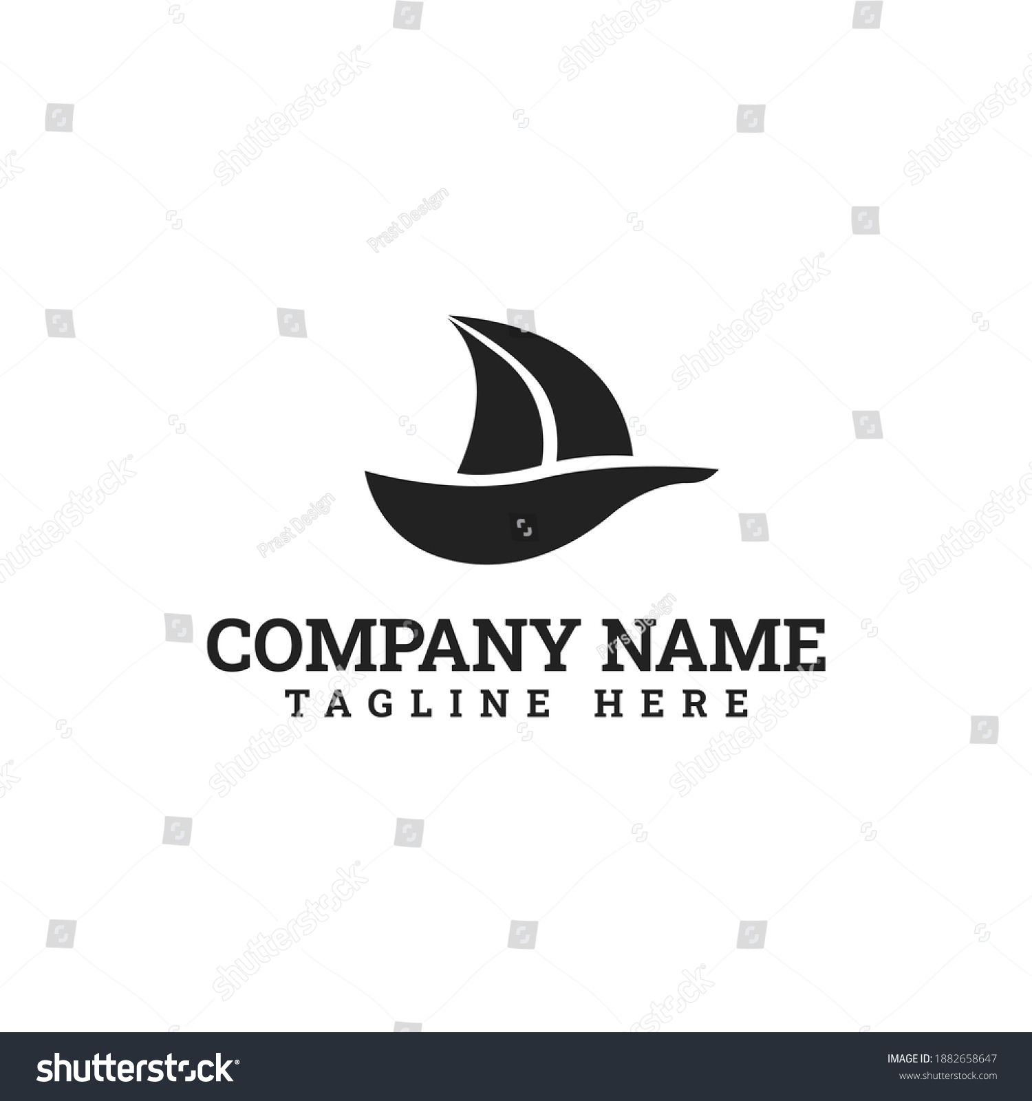 Traditional Sailing Boat Silhouette Logo Design Stock Vector (Royalty ...