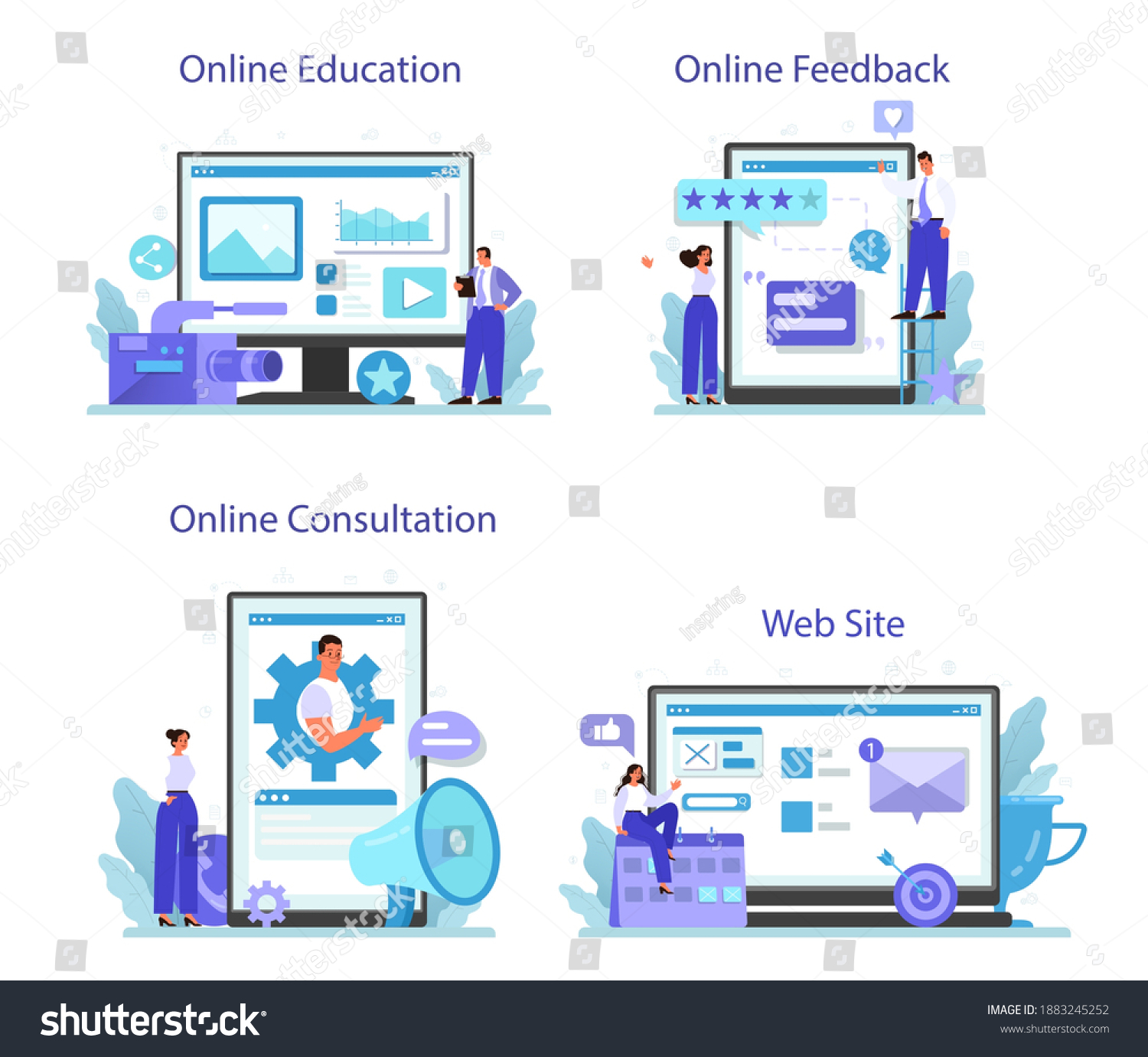 Public Relations Online Service Platform Set Stock Vector (Royalty Free ...