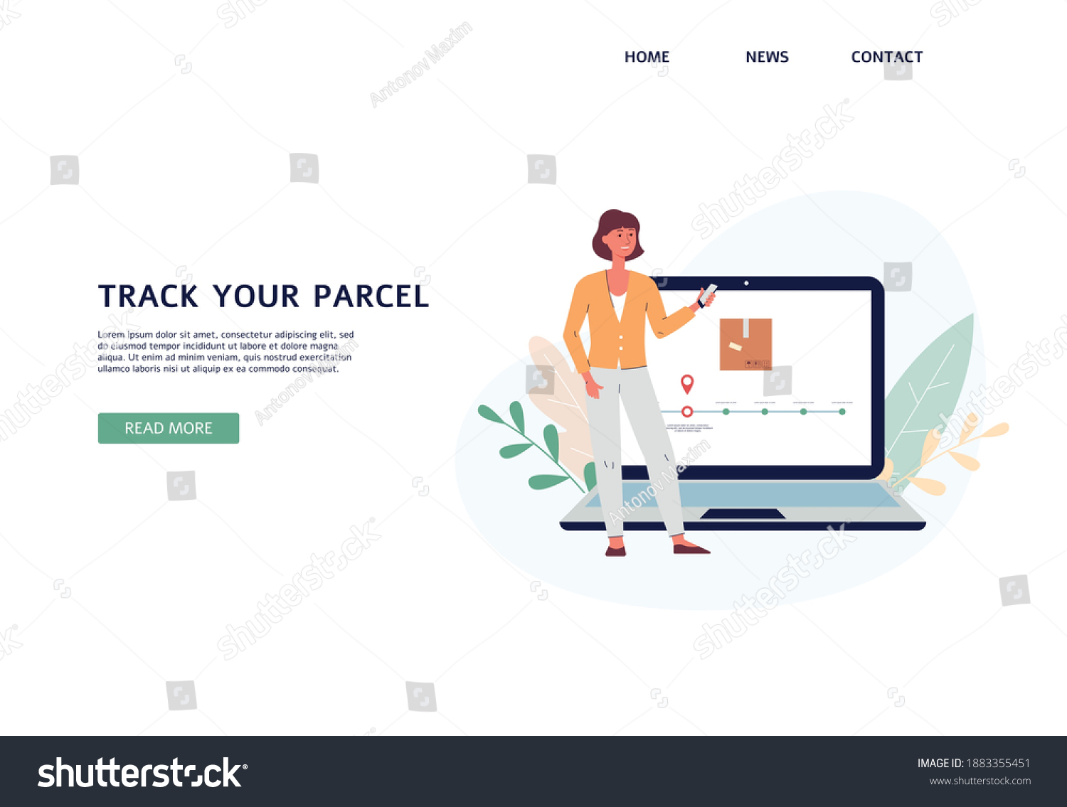 Track Your Parcel Website Header Woman Stock Vector (Royalty Free ...