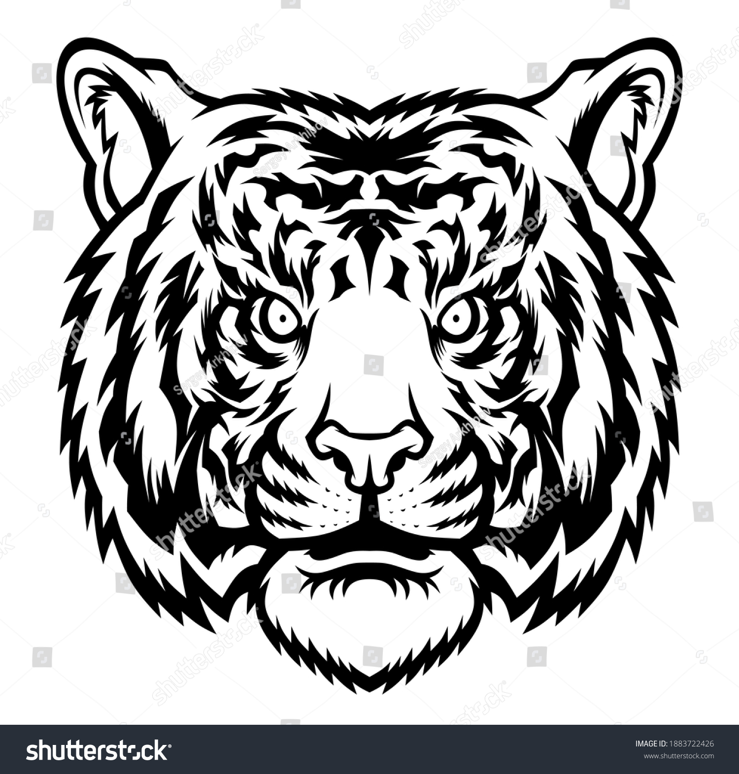 Tiger Wild Big Cat Head Vector Stock Vector (Royalty Free) 1883722426 ...