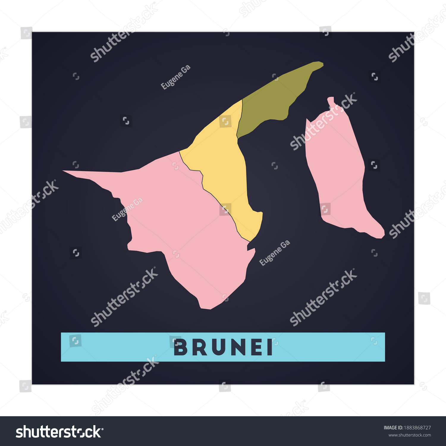 Brunei Map Country Poster Regions Shape Stock Vector (royalty Free 