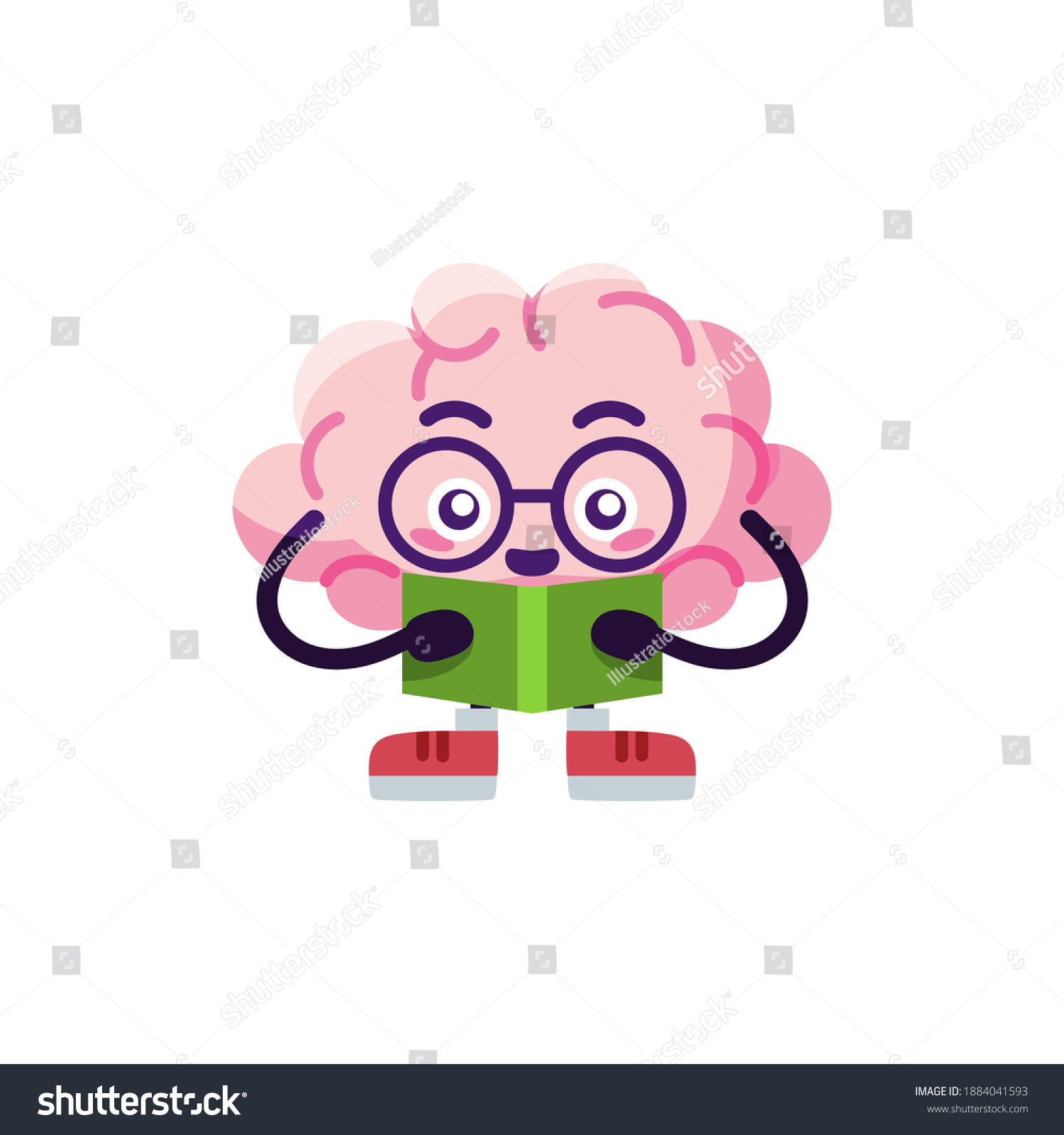 Isolated Brain Cartoon Studying Book Vector Stock Vector (Royalty Free ...