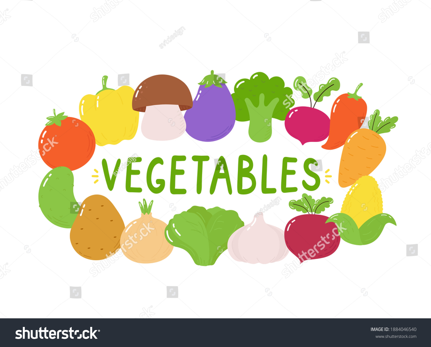 Vegetables Illustration Set Isolated On White Stock Vector (Royalty ...