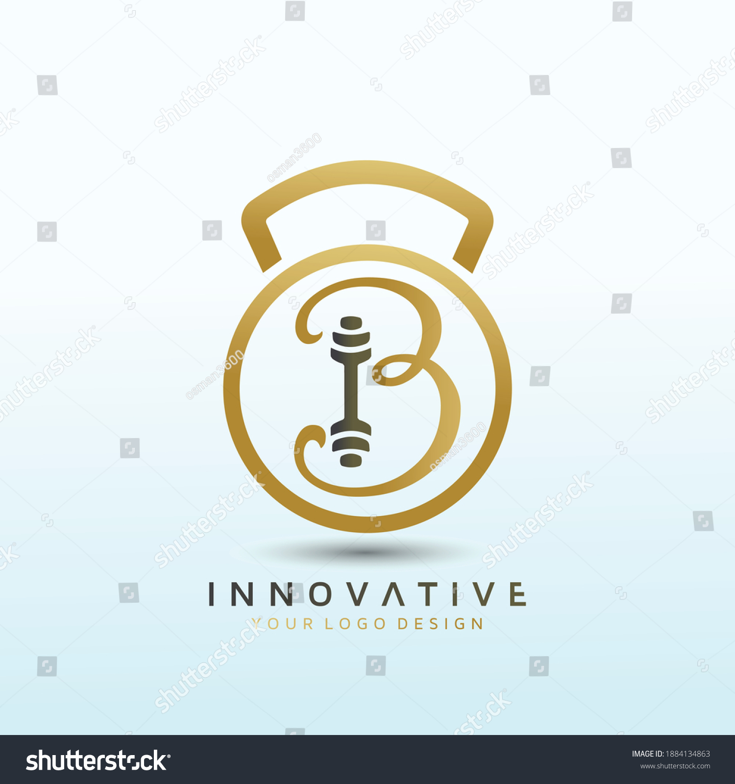 Letter B Fitness Vector Logo Dumbbell Stock Vector (Royalty Free ...