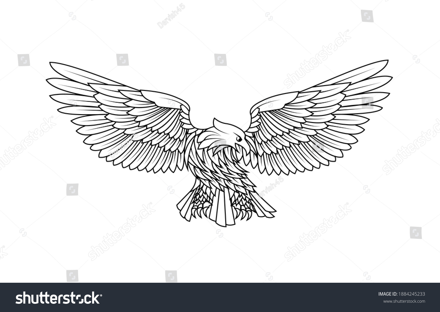 Drawing Attacking Eagle Illustration Stock Illustration 1884245233 ...