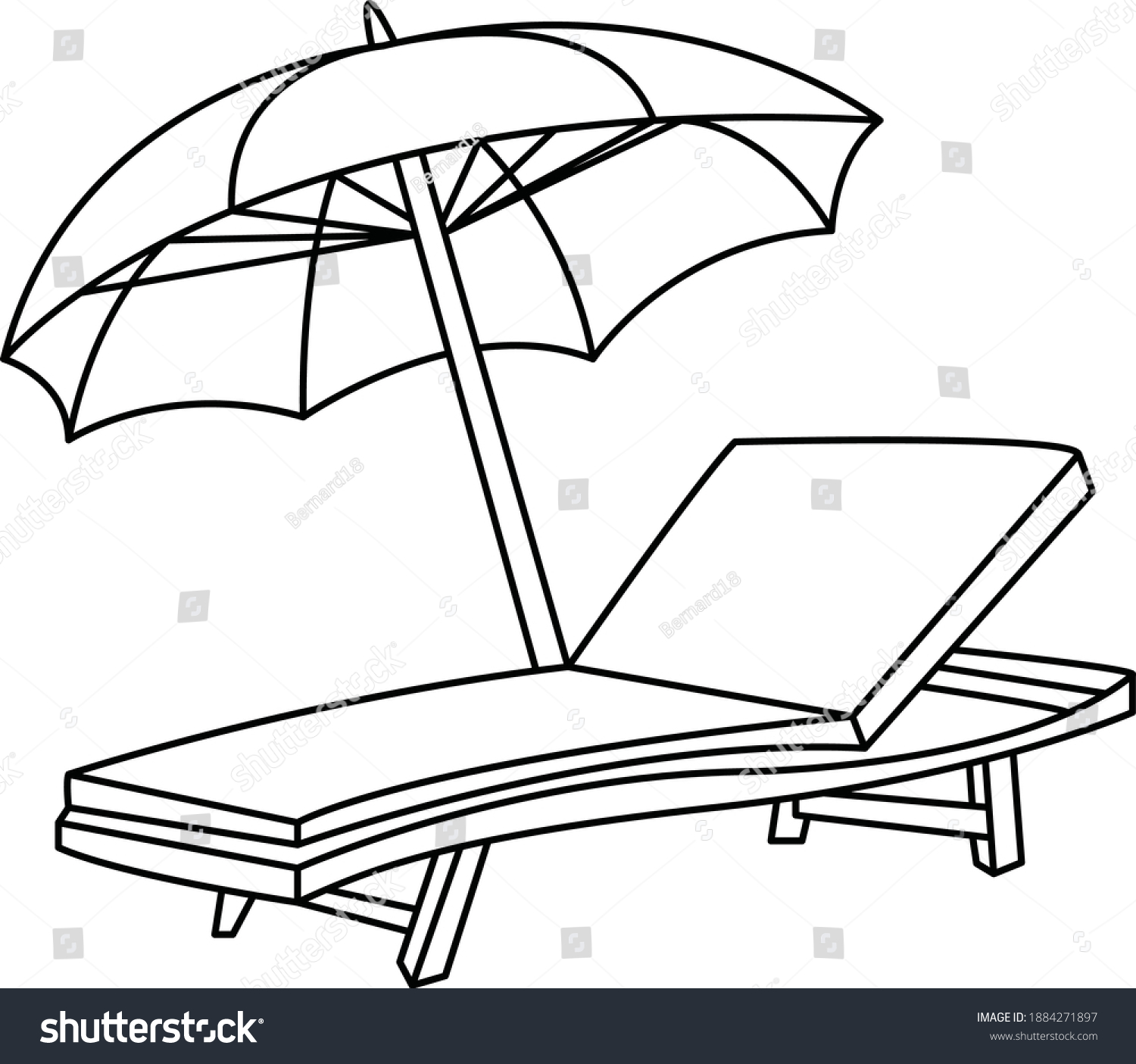 Outline Beach Chair Vector Graphic Template Stock Vector (Royalty Free ...