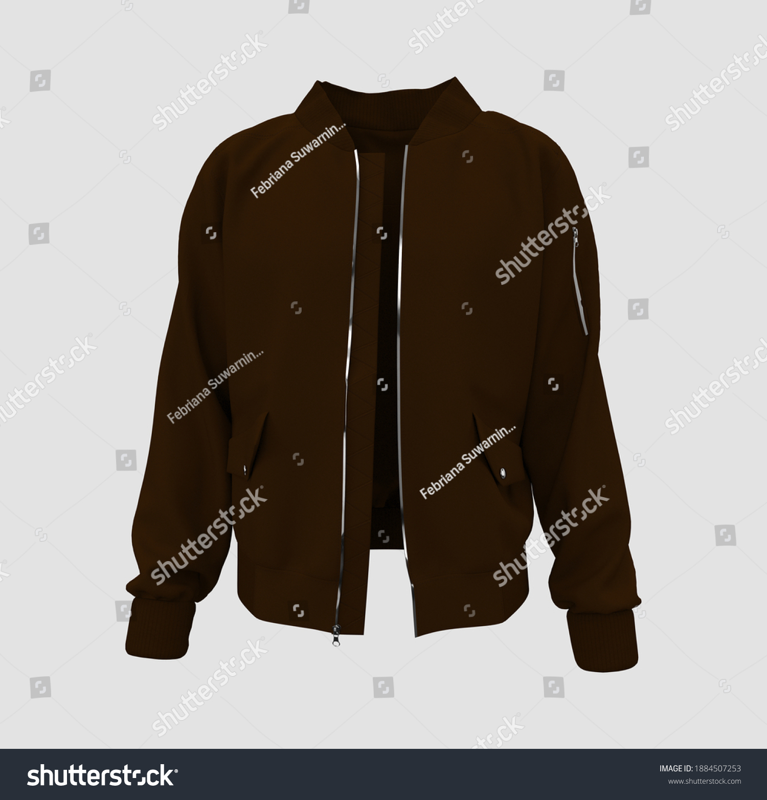 Varsity Jacket Mockup Front View 3d Stock Illustration 1884507253 ...