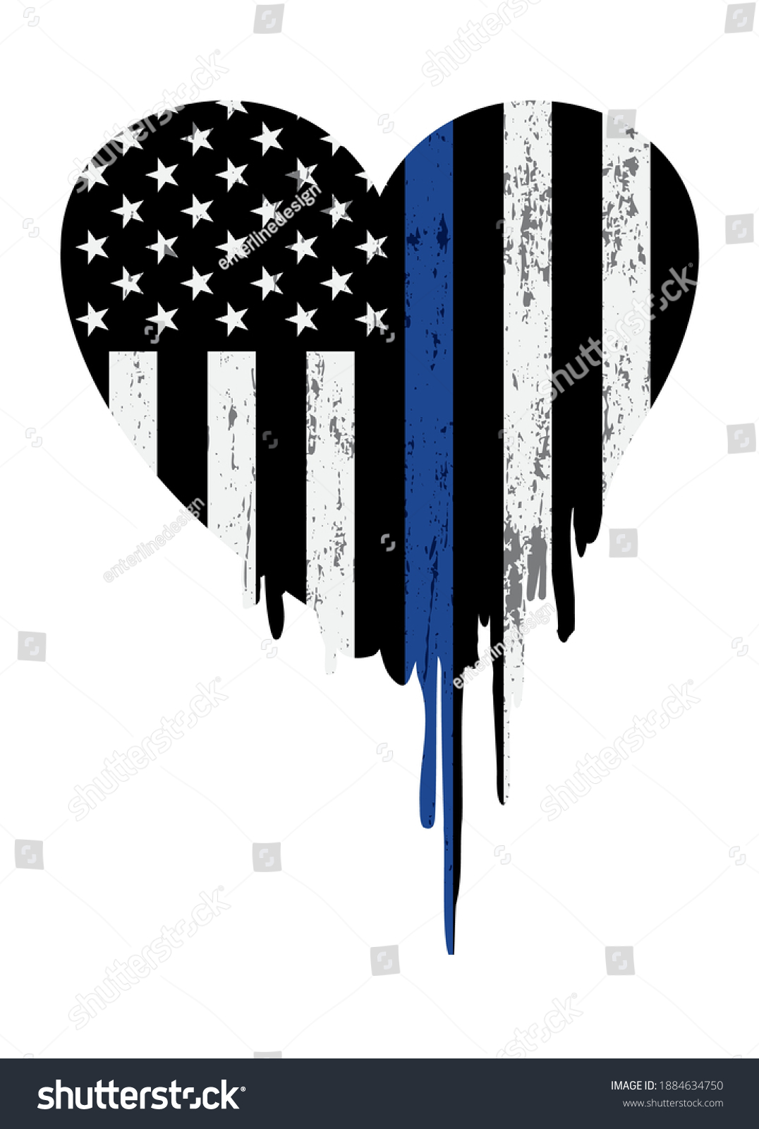 Police Thin Blue Line Support Heart Stock Vector Royalty Free