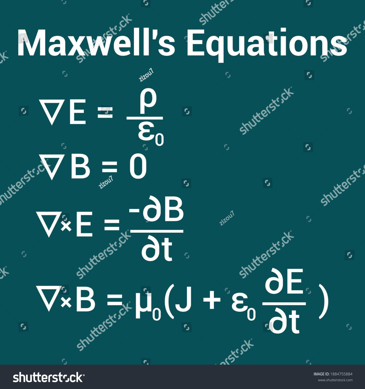 Maxwells Equations Differential Form Physics Formulas Stock Vector ...