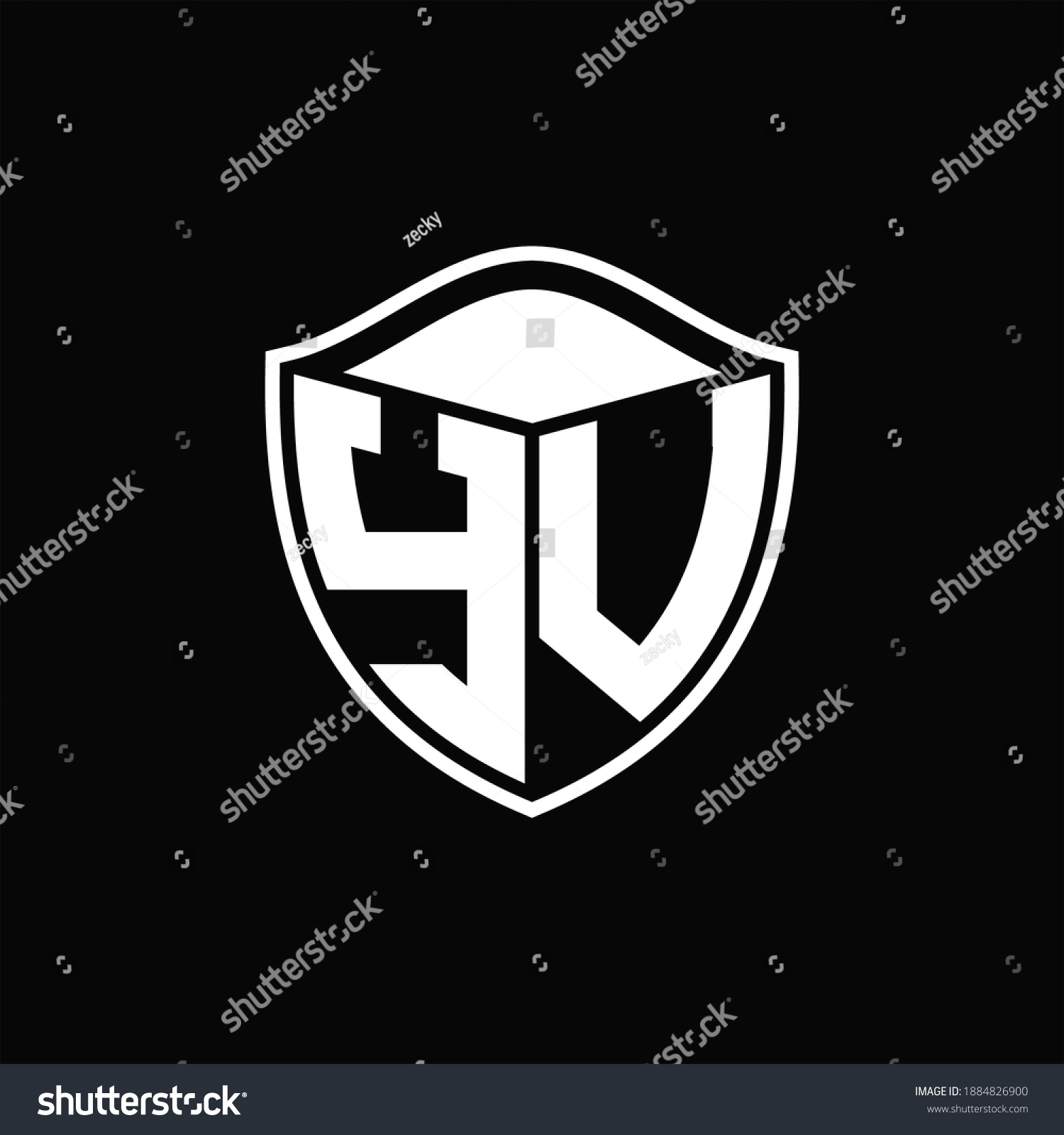 Yu Logo Monogram Shield Shape Outline Stock Vector (Royalty Free ...