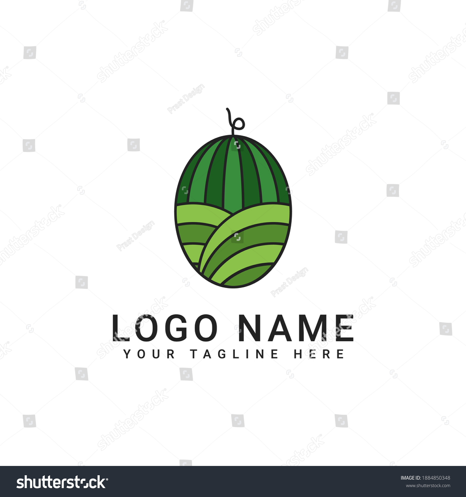 Watermelon Garden Logo Vector Design Stock Vector (Royalty Free ...