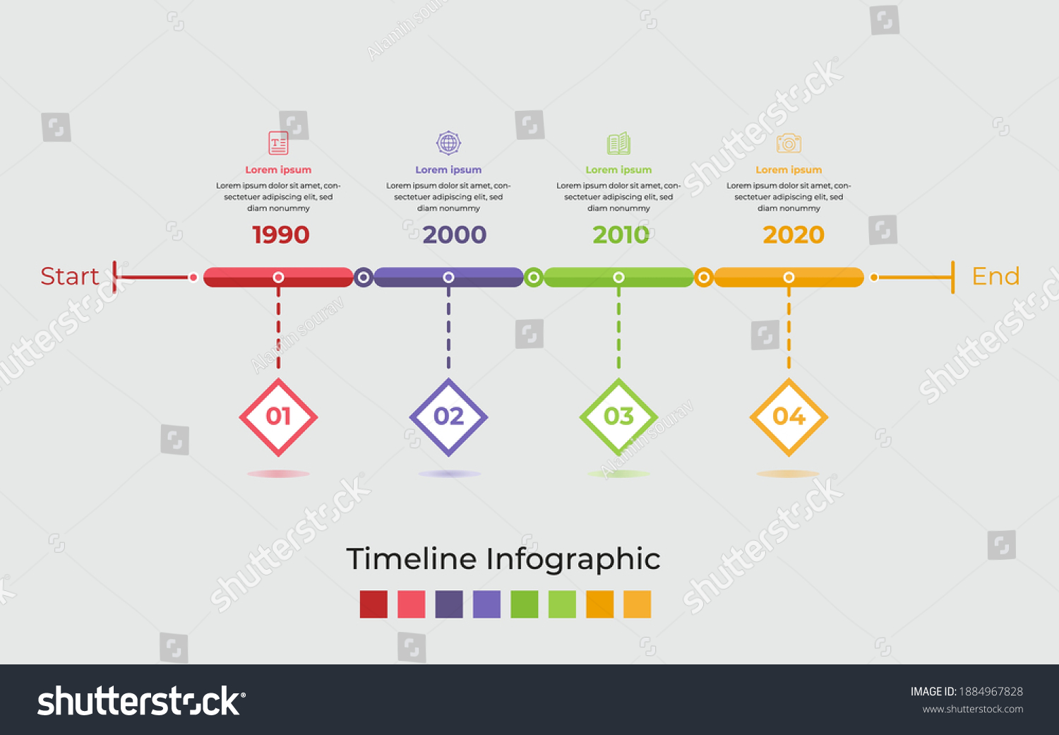 Timeline Infographic Diagrams Text Four Steps Stock Vector (Royalty ...