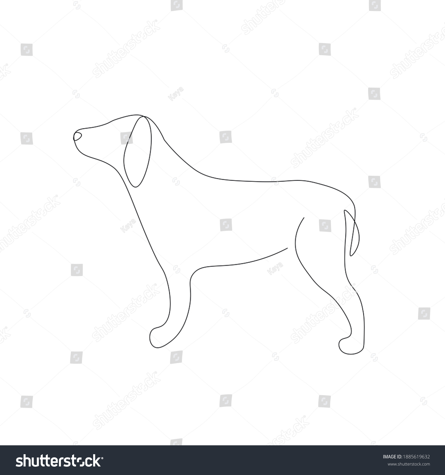 Dog Silhouette Line Drawing Vector Illustration Stock Vector (Royalty ...