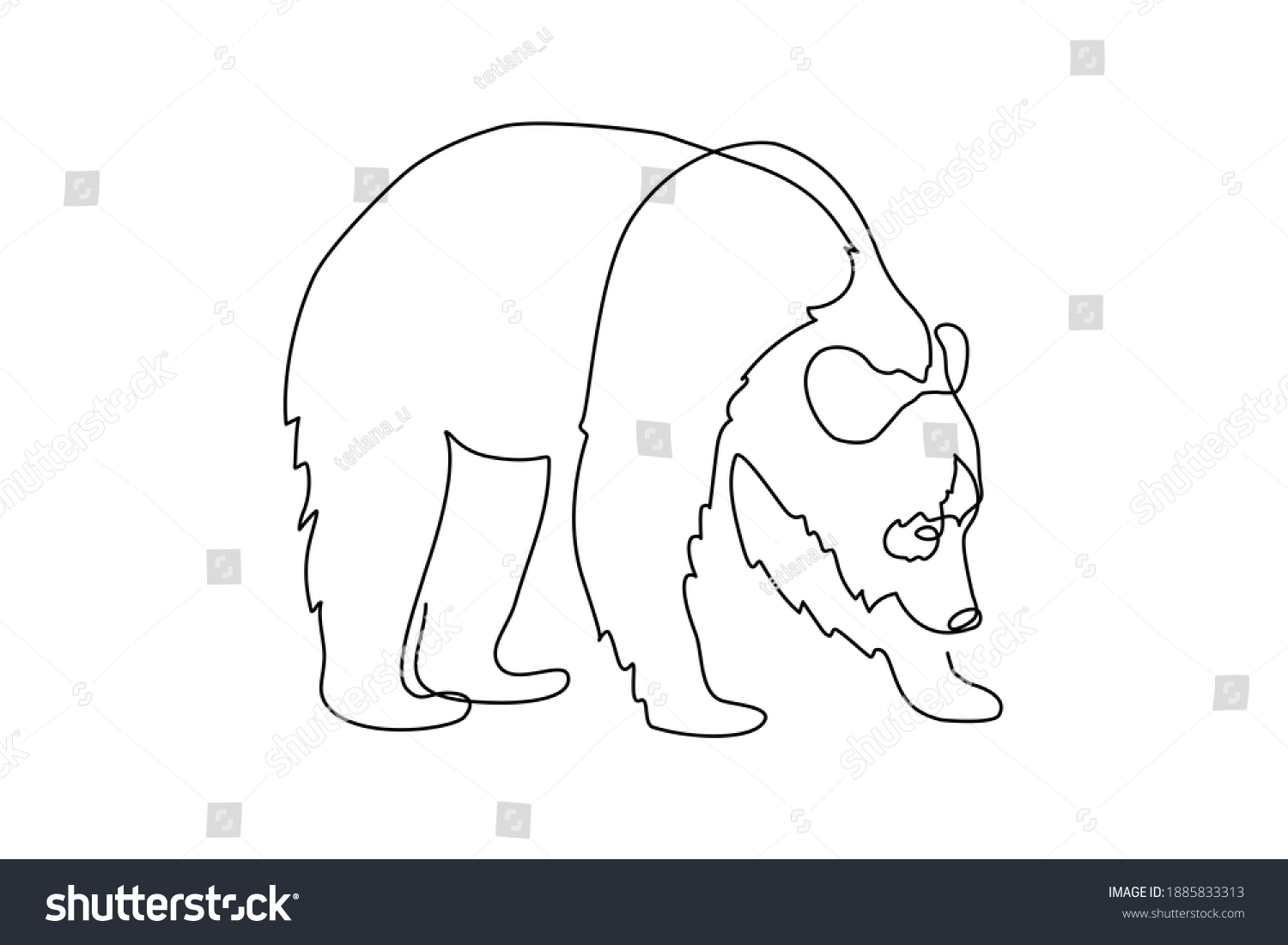 Bear Continuous Line Art Drawing Style Stock Vector (Royalty Free ...