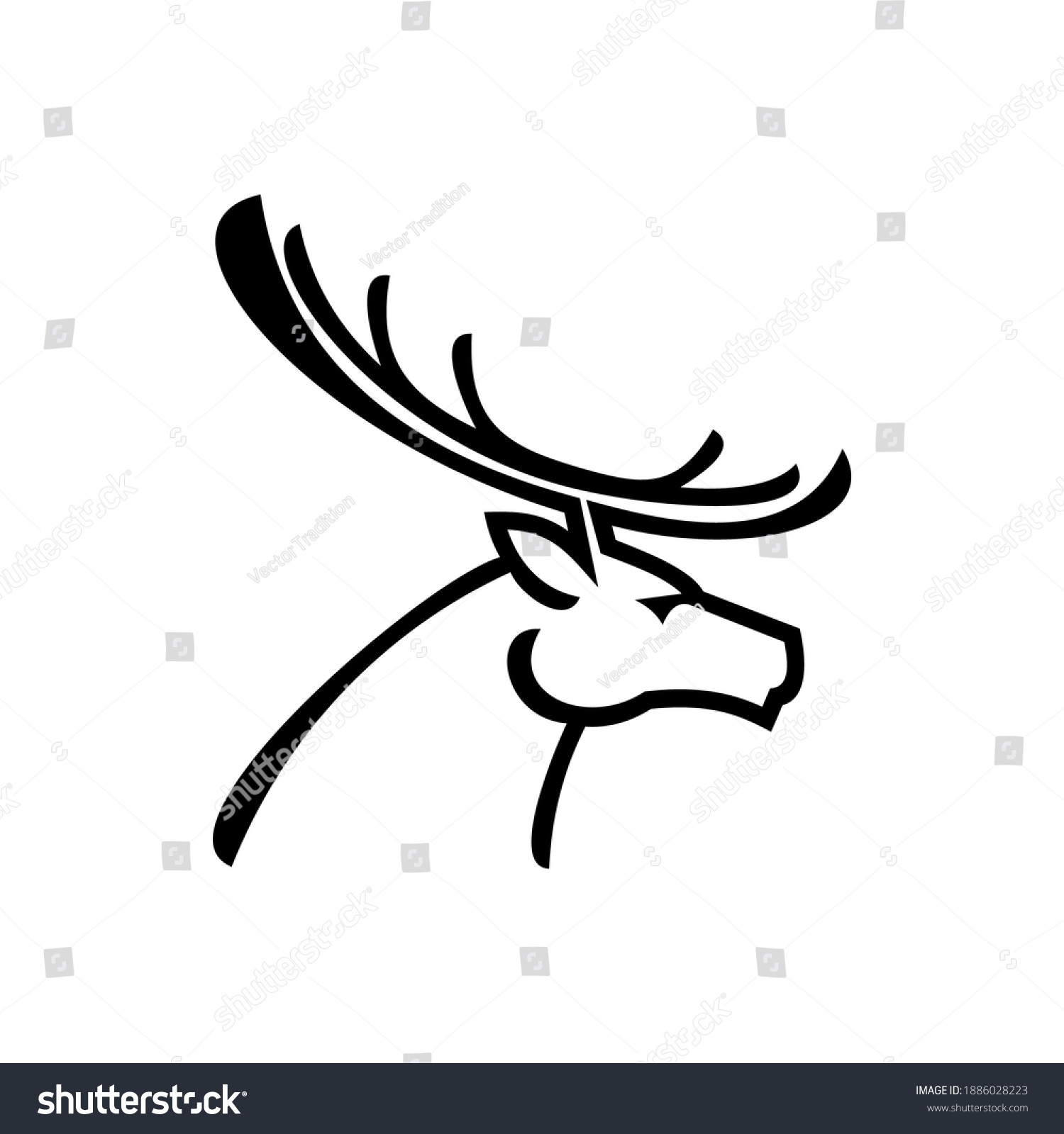 Buck Deer Head Profile View Isolated Stock Vector (Royalty Free ...