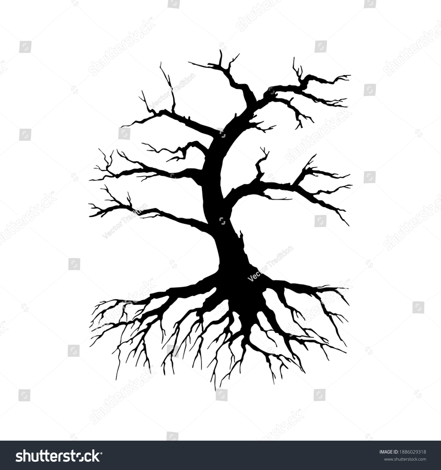 Creepy Dead Tree Silhouette Vector Illustration Stock Vector (Royalty ...