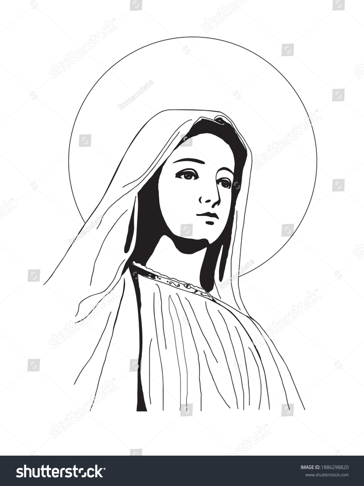 Virgin Mary Illustration Our Lady Catholic Stock Vector Royalty Free Shutterstock