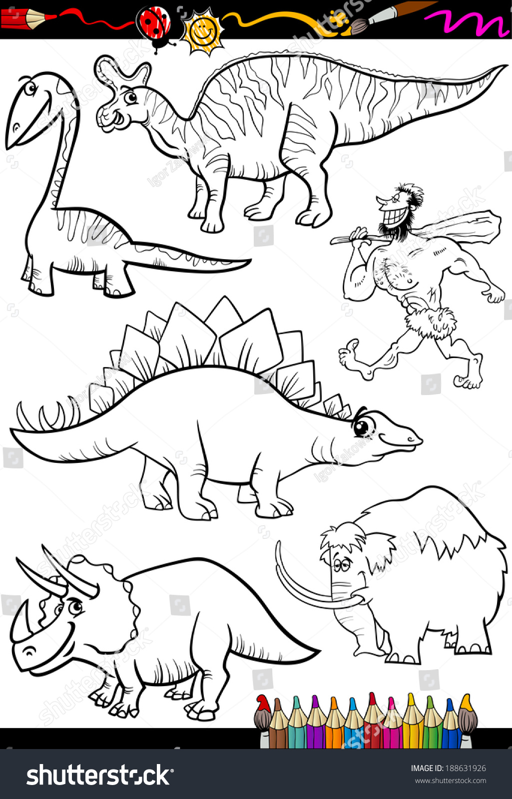 Coloring Book Page Cartoon Illustration Set Stock Illustration ...